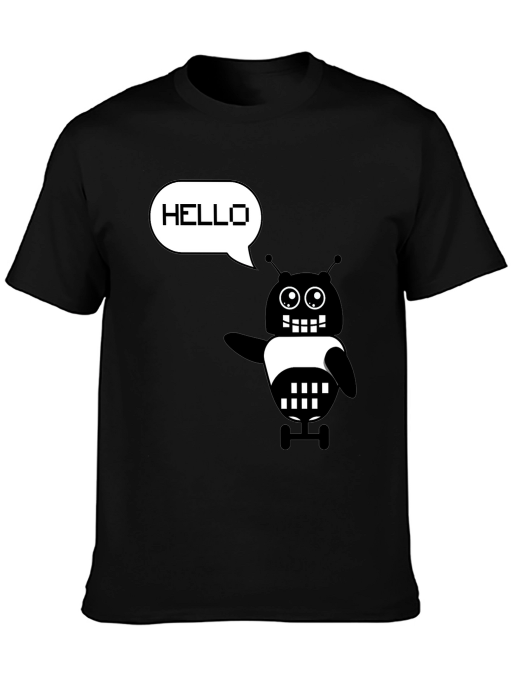 Hello Robot Graphic T-Shirt - Black