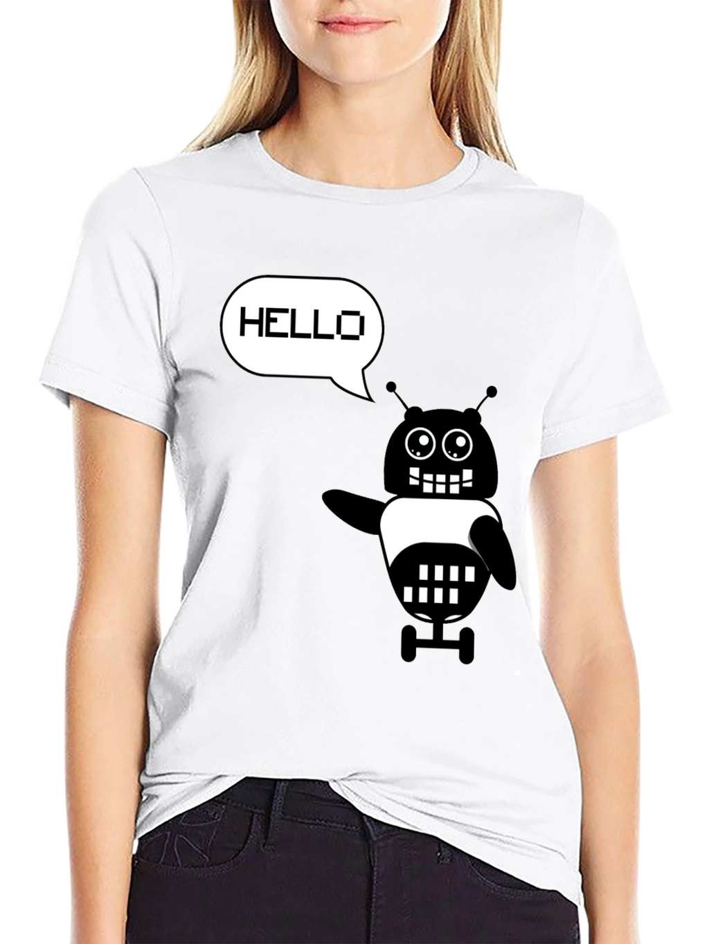 Hello Robot Graphic T-Shirt - Black