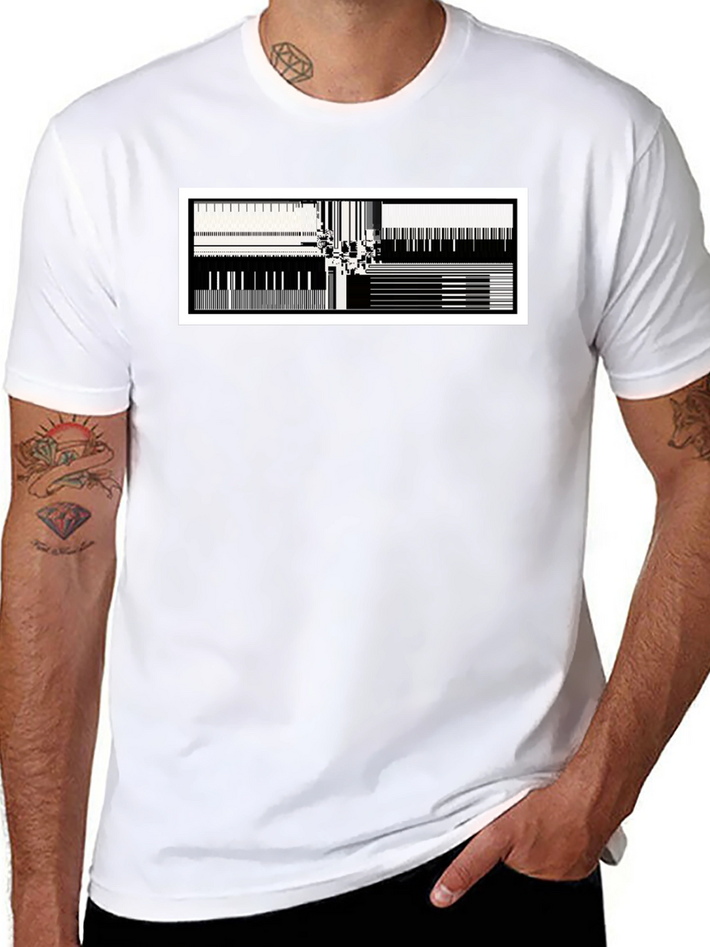 Abstract Music T-Shirt - Black Cotton Blend Modern Design