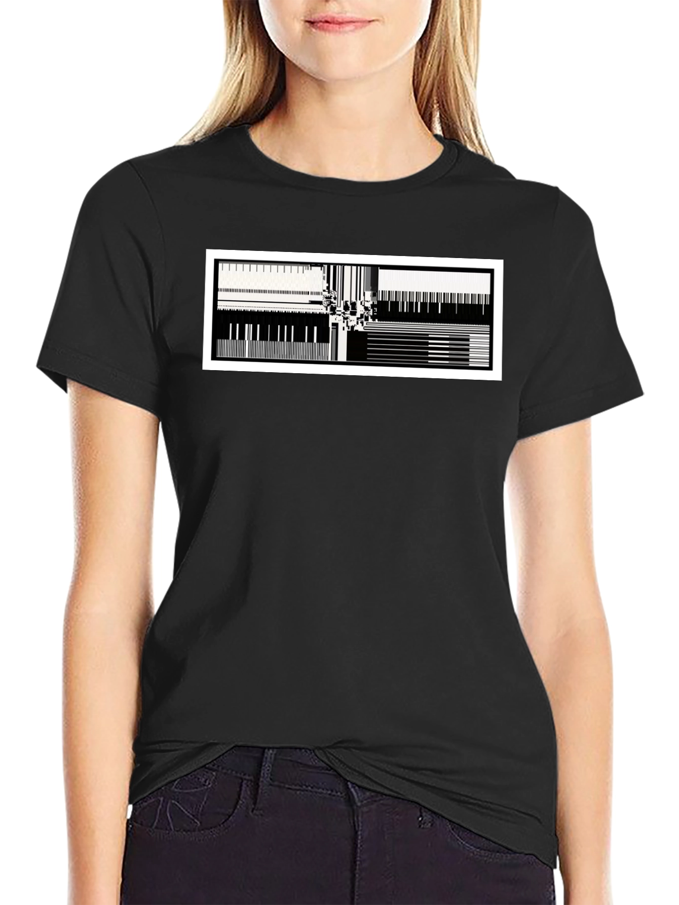 Abstract Music T-Shirt - Black Cotton Blend Modern Design