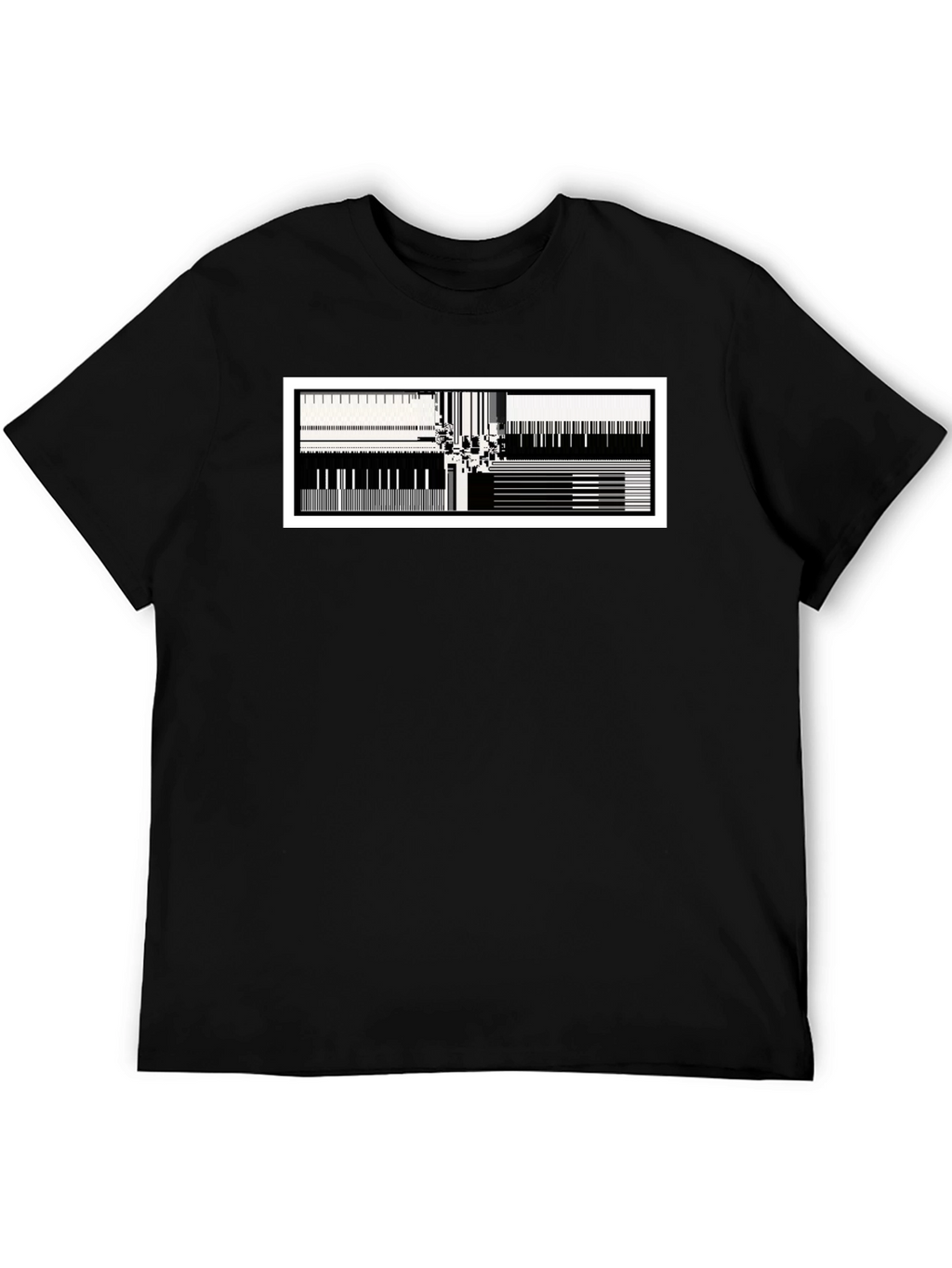 Abstract Music T-Shirt - Black Cotton Blend Modern Design