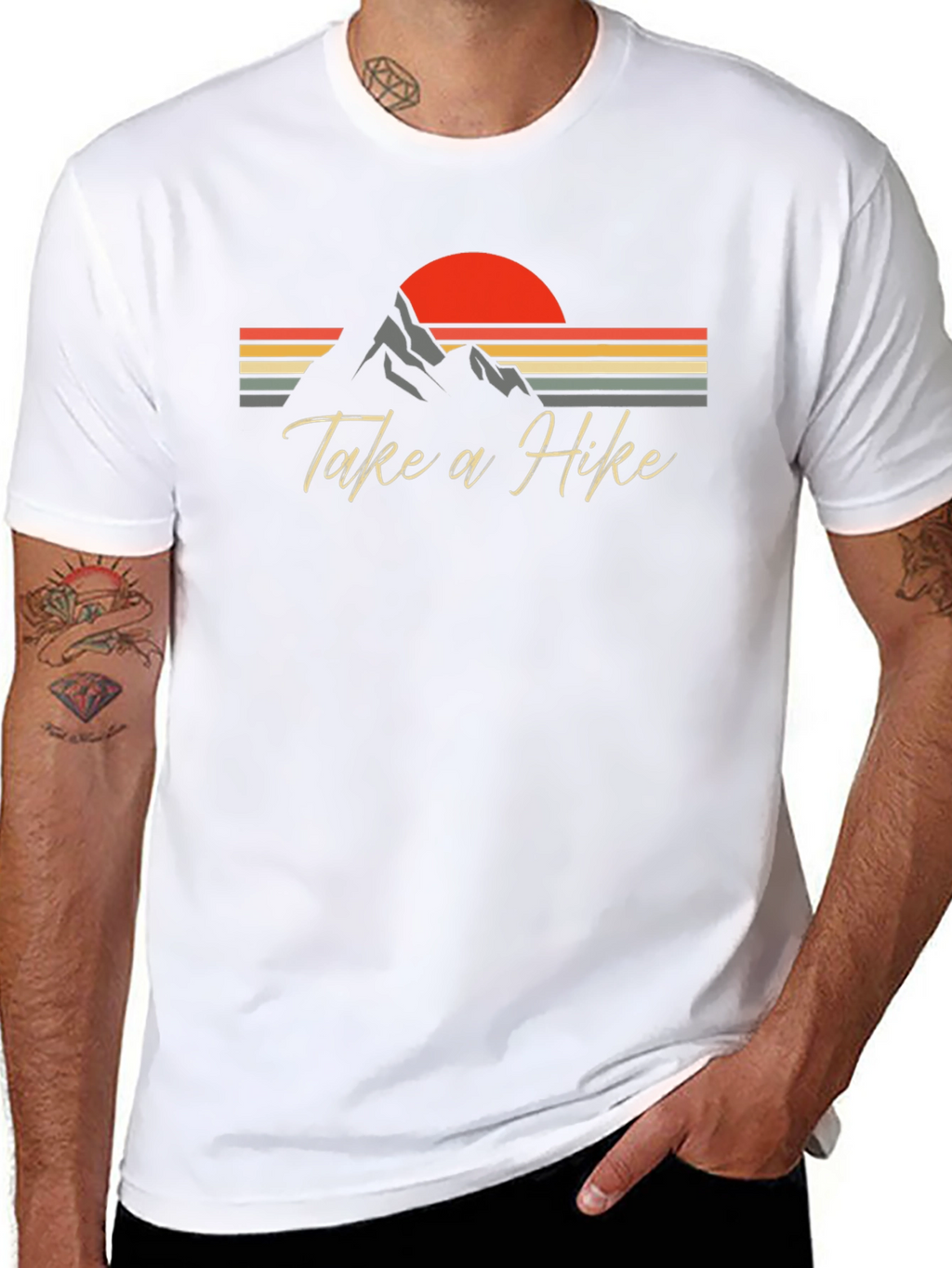 Take a Hike T-Shirt - Retro Mountain Sunset Design