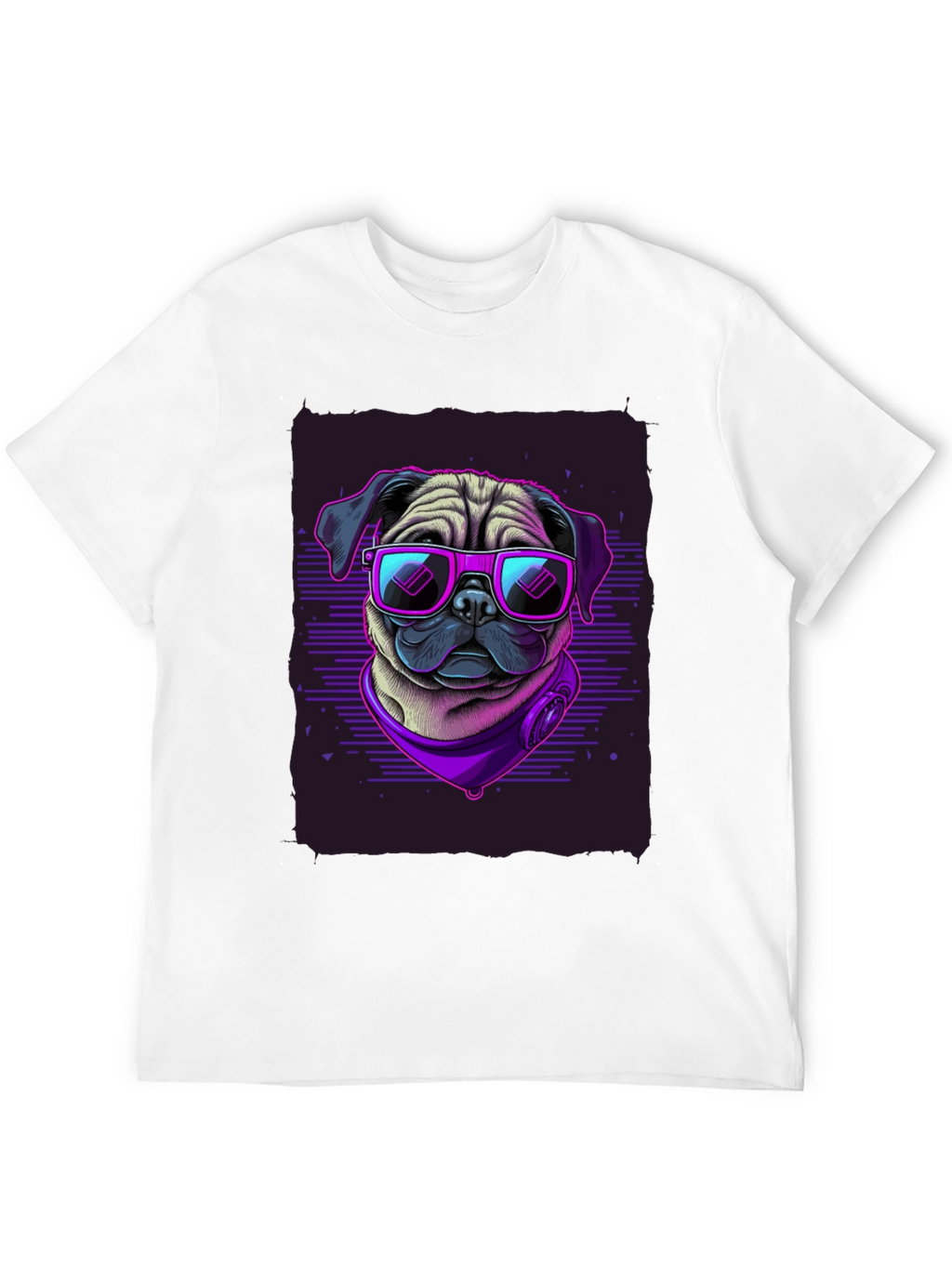 Pug Wearing Sunglasses Black T-Shirt