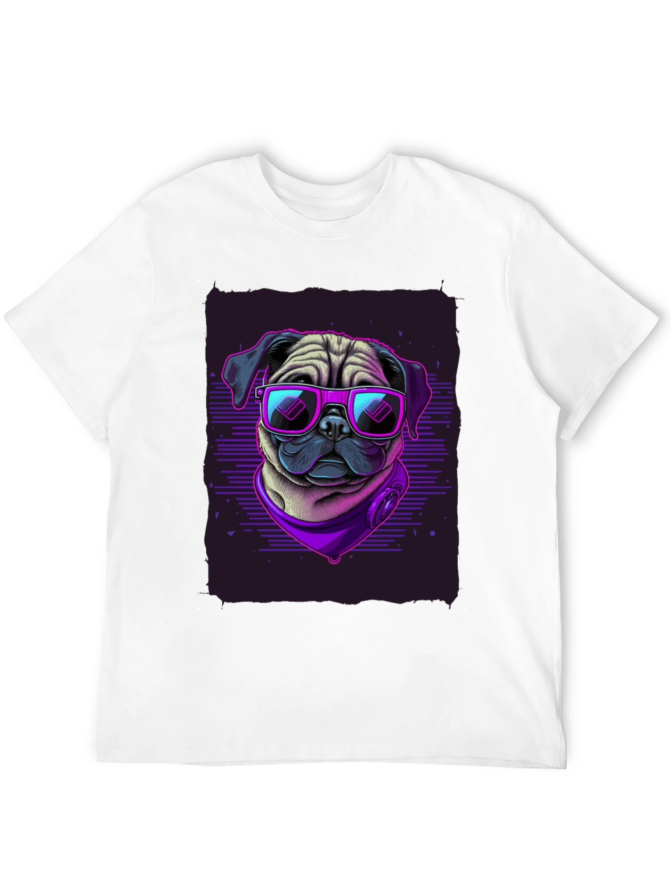 Pug Wearing Sunglasses Black T-Shirt