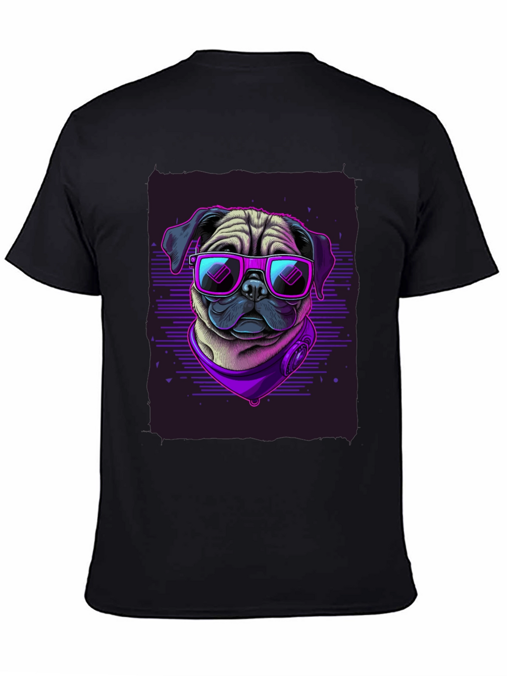 Pug Wearing Sunglasses Black T-Shirt
