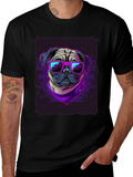 Pug Wearing Sunglasses Black T-Shirt