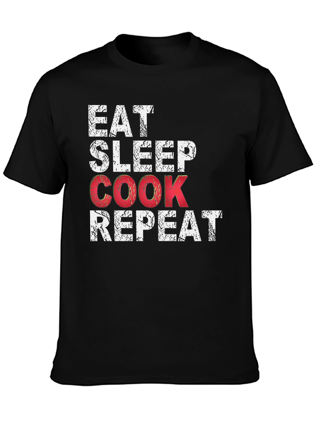 Eat Sleep Cook Repeat Black Graphic T-Shirt