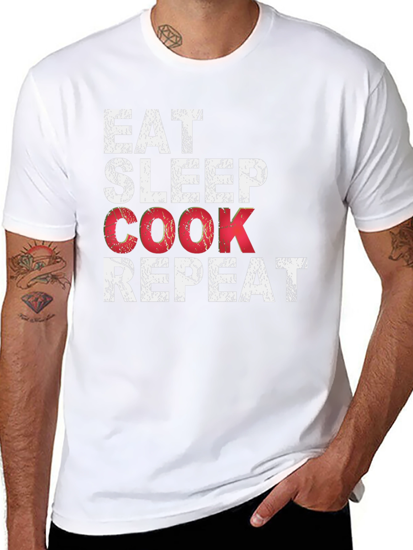 Eat Sleep Cook Repeat Black Graphic T-Shirt