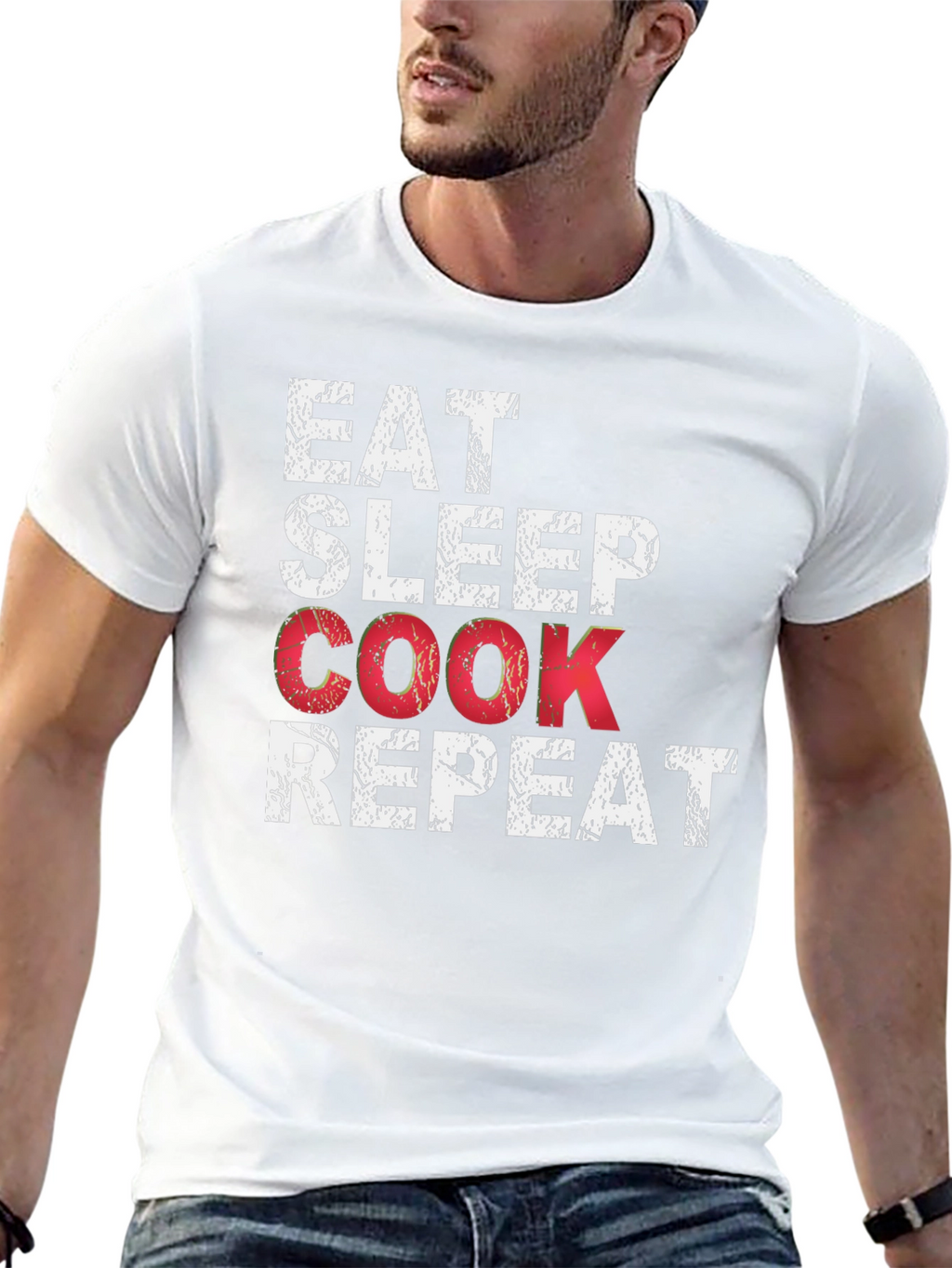 Eat Sleep Cook Repeat Black Graphic T-Shirt
