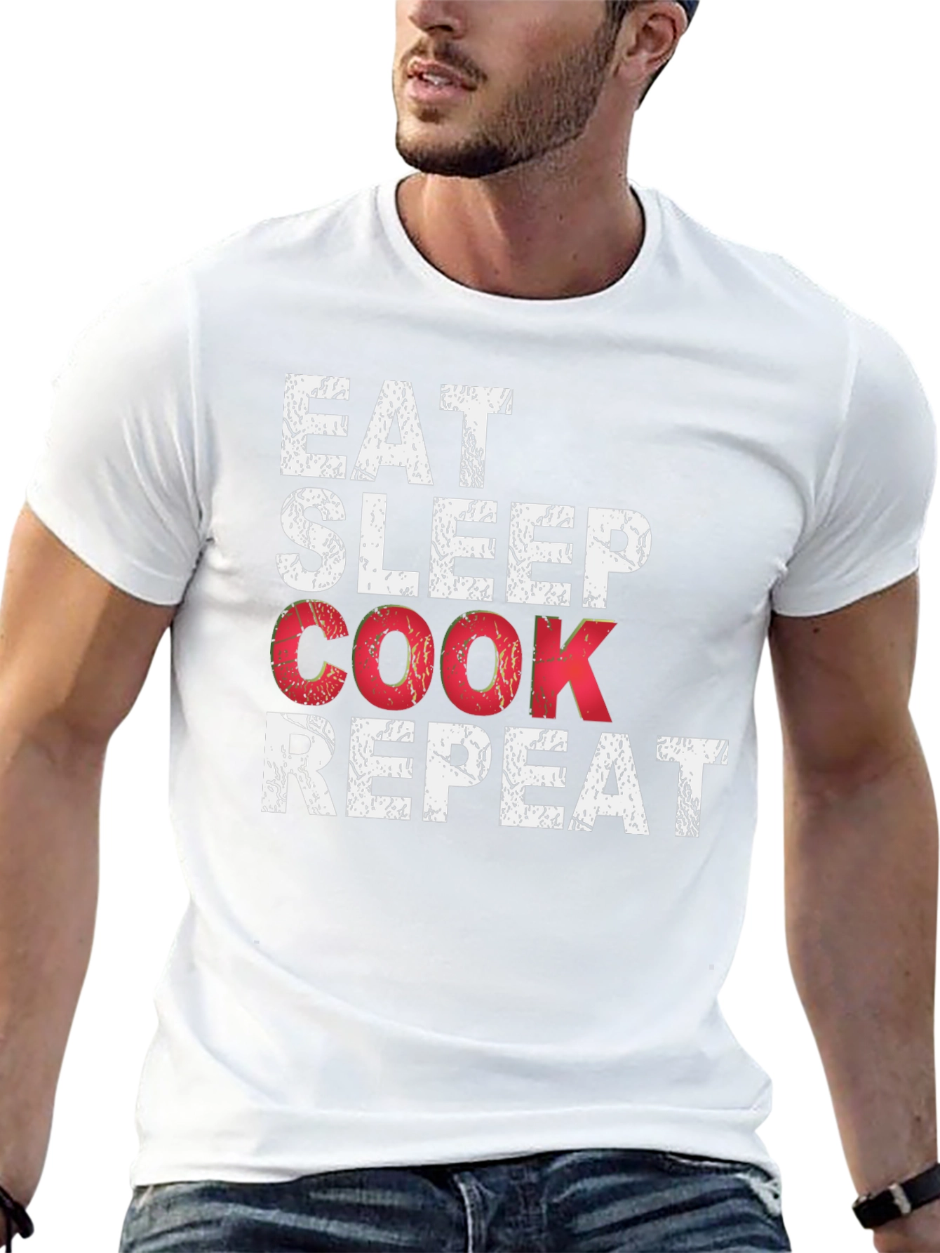 Eat Sleep Cook Repeat Black Graphic T-Shirt