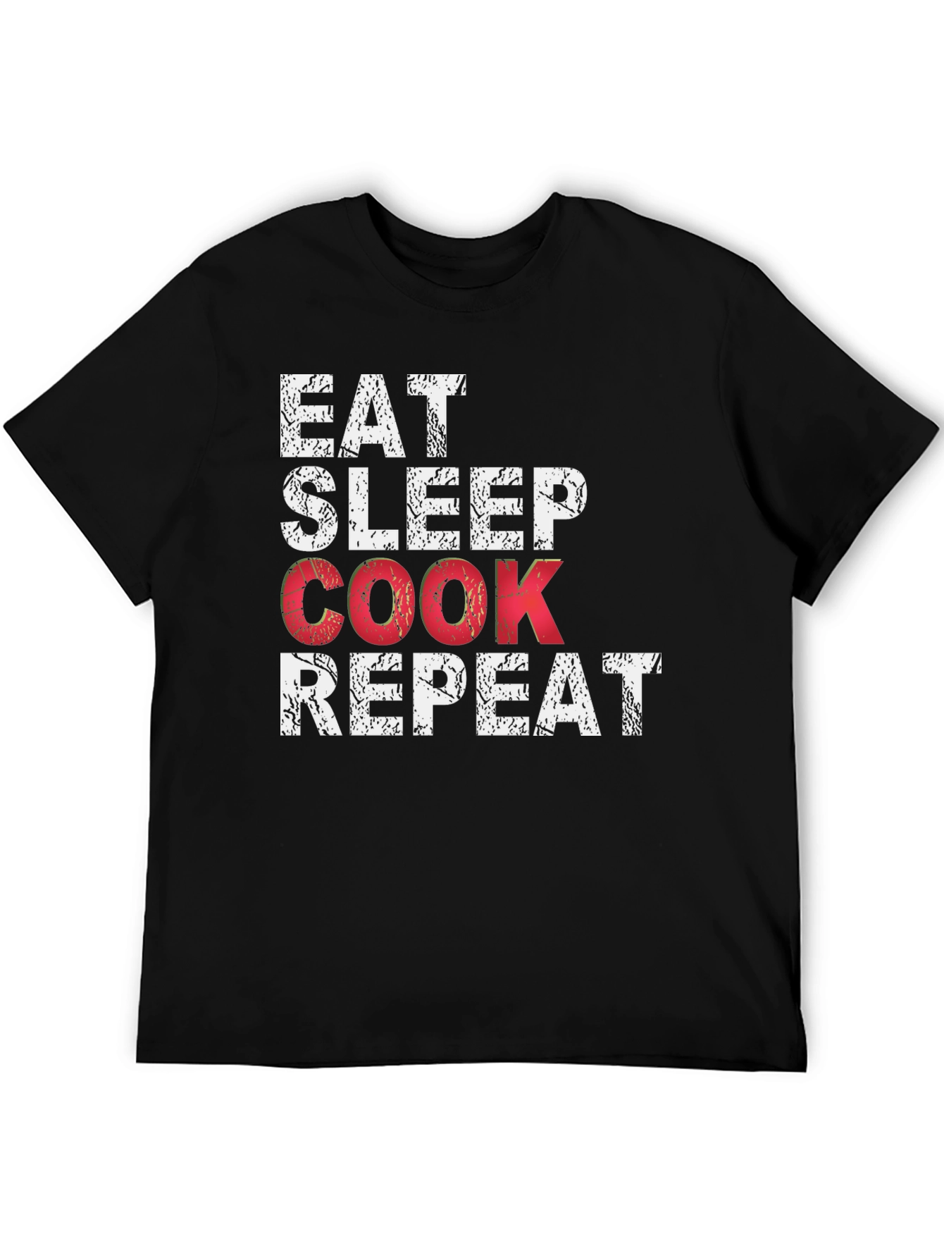 Eat Sleep Cook Repeat Black Graphic T-Shirt