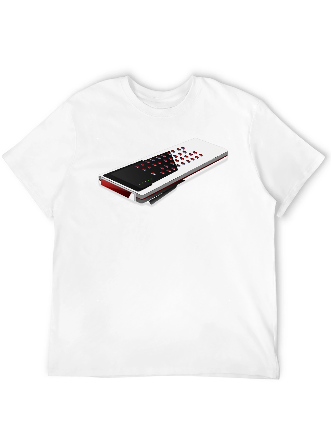Modern Black T-Shirt with Unique Electronic Device Design
