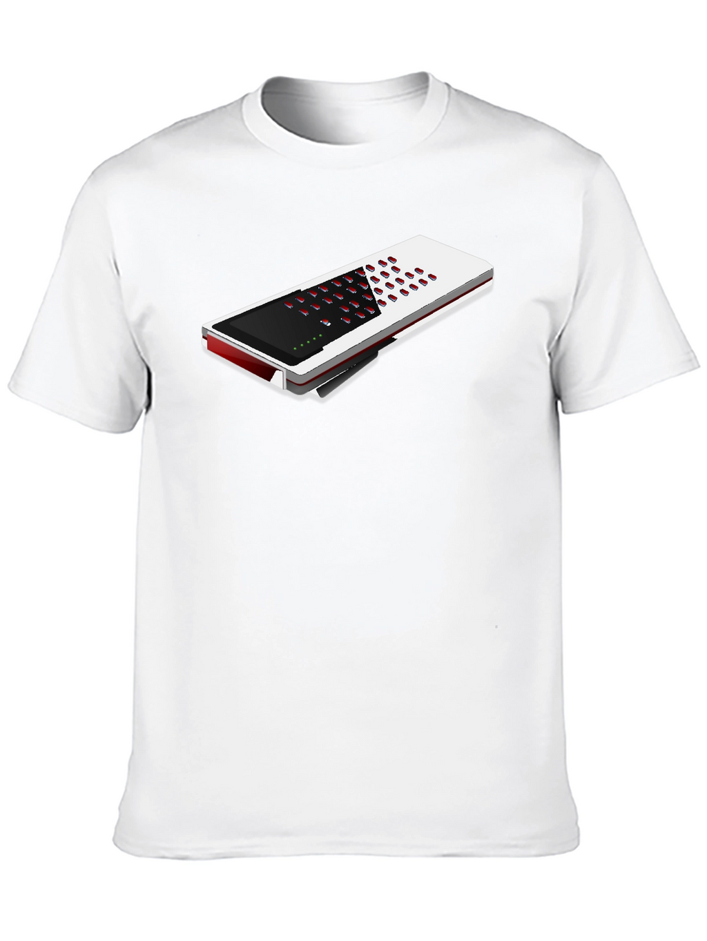 Modern Black T-Shirt with Unique Electronic Device Design