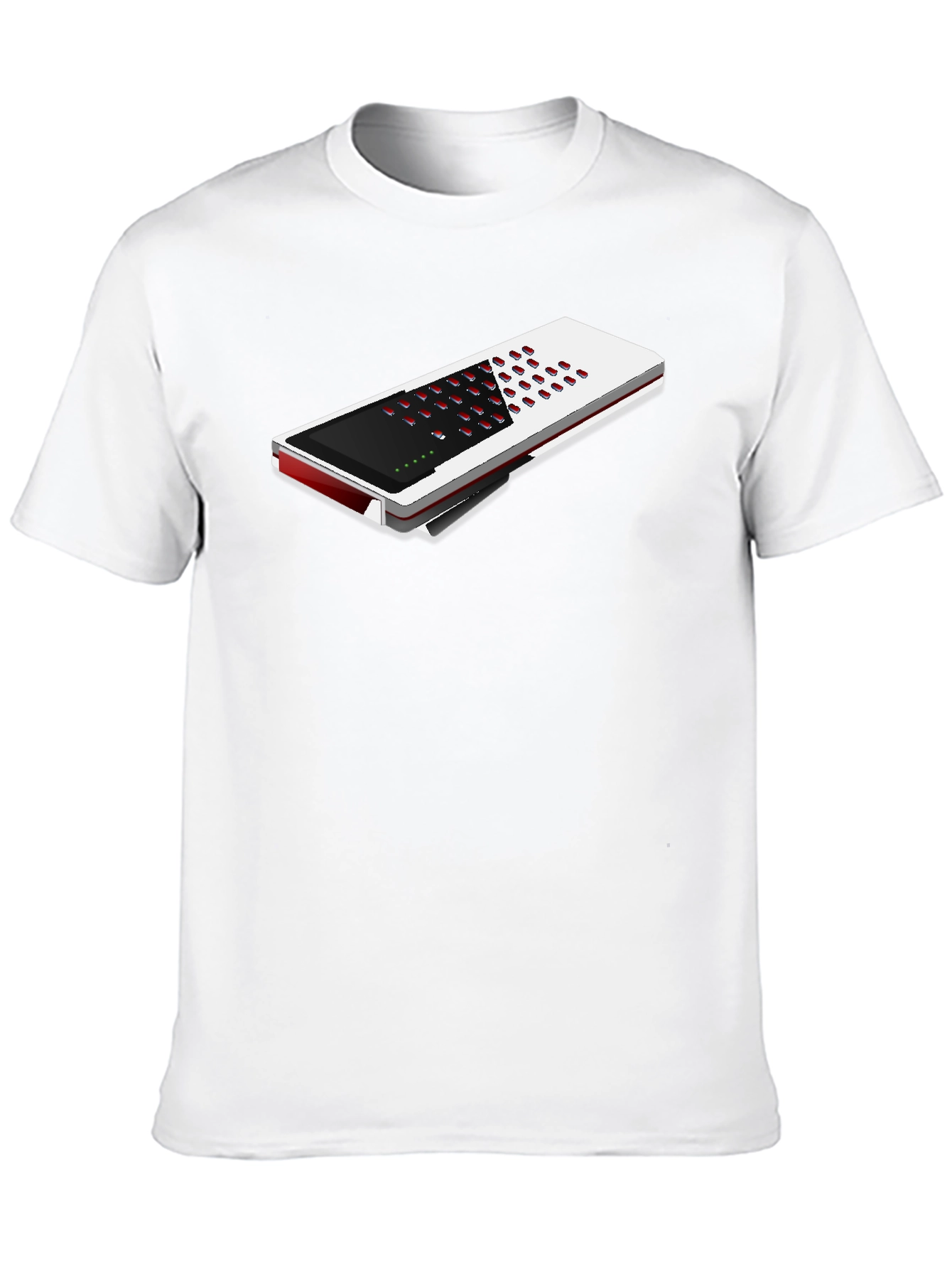 Modern Black T-Shirt with Unique Electronic Device Design
