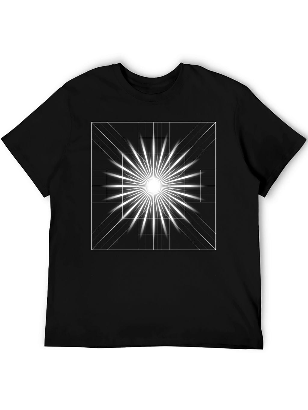 Geometric Burst Graphic Tee - Modern Black T-Shirt
