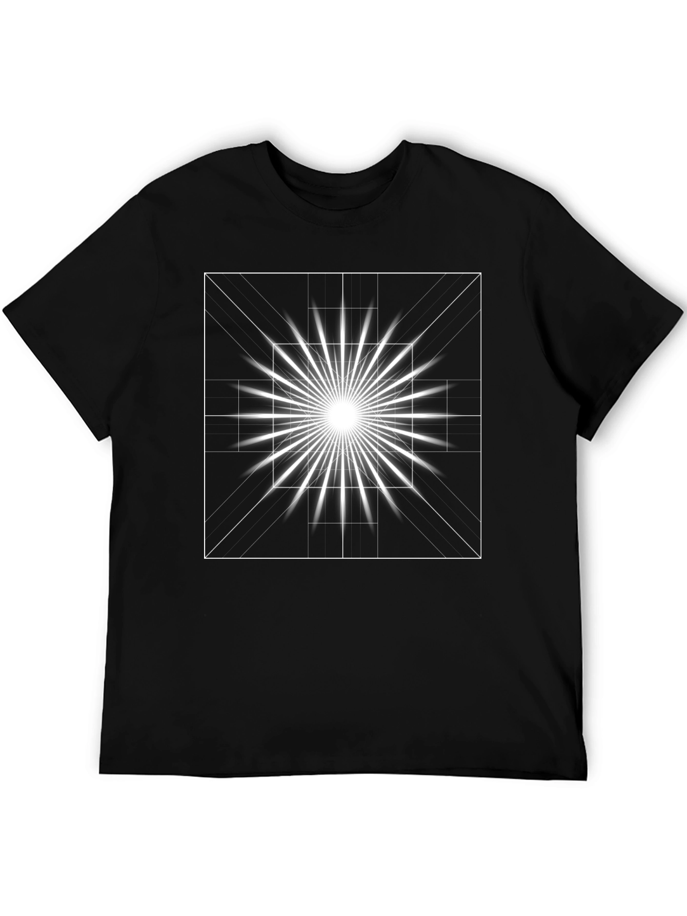 Geometric Burst Graphic Tee - Modern Black T-Shirt