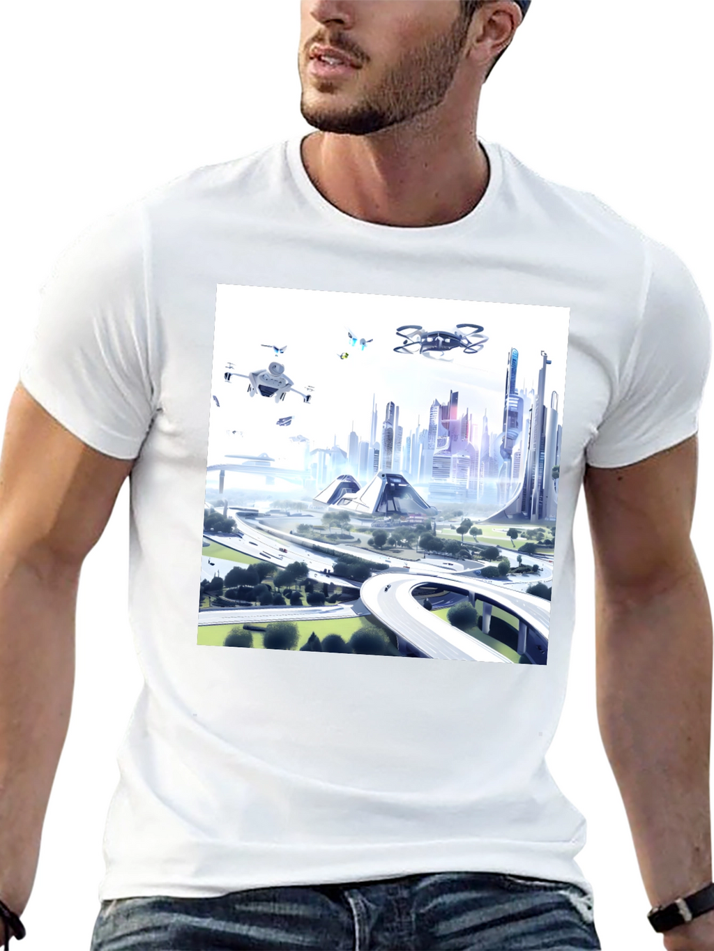 Futuristic City T-Shirt - Drone Vision