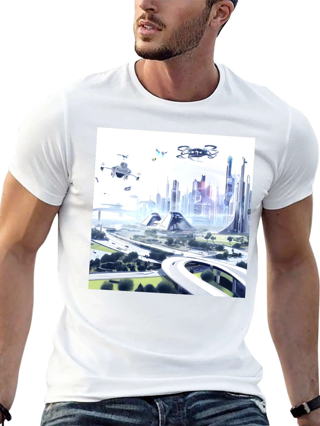 Futuristic City T-Shirt - Drone Vision