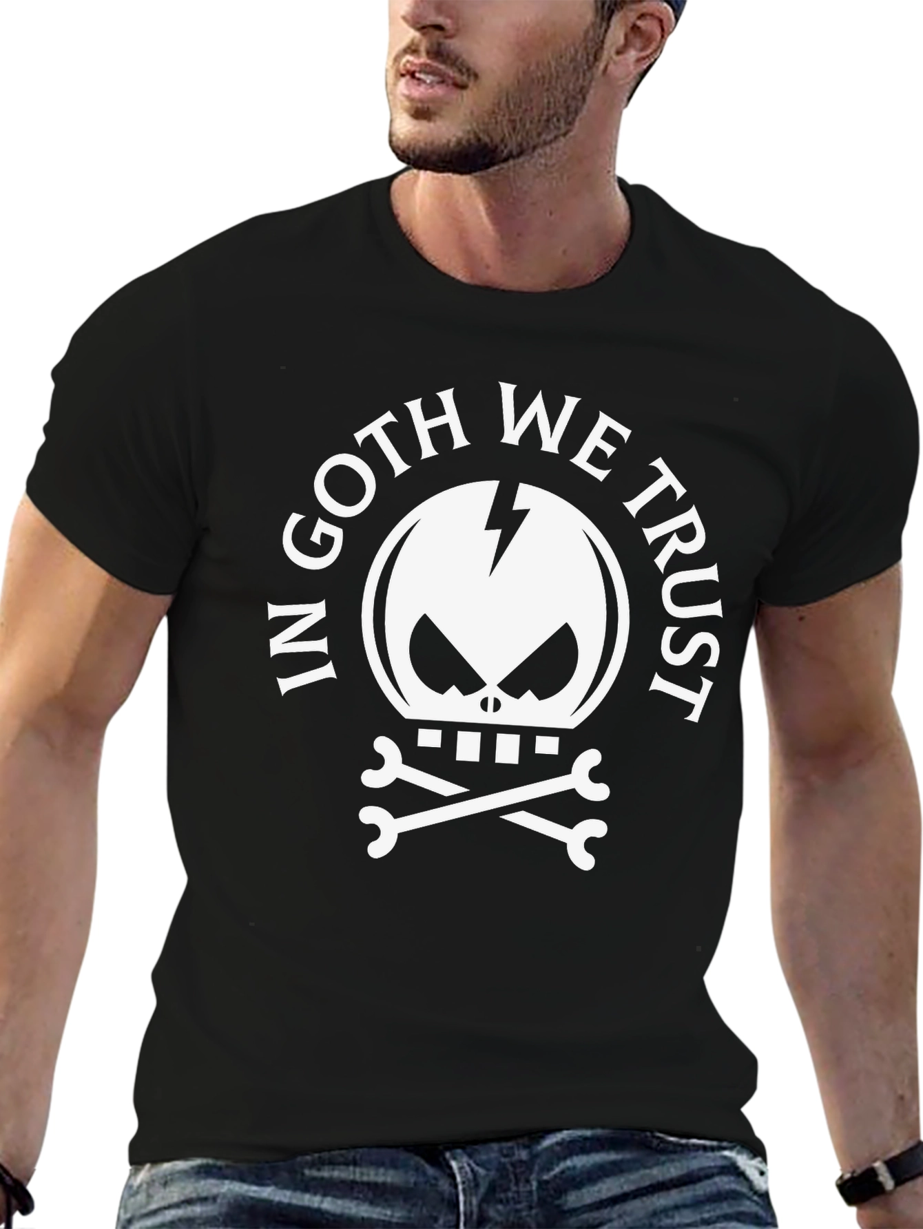 In Goth We Trust Black Graphic Tee