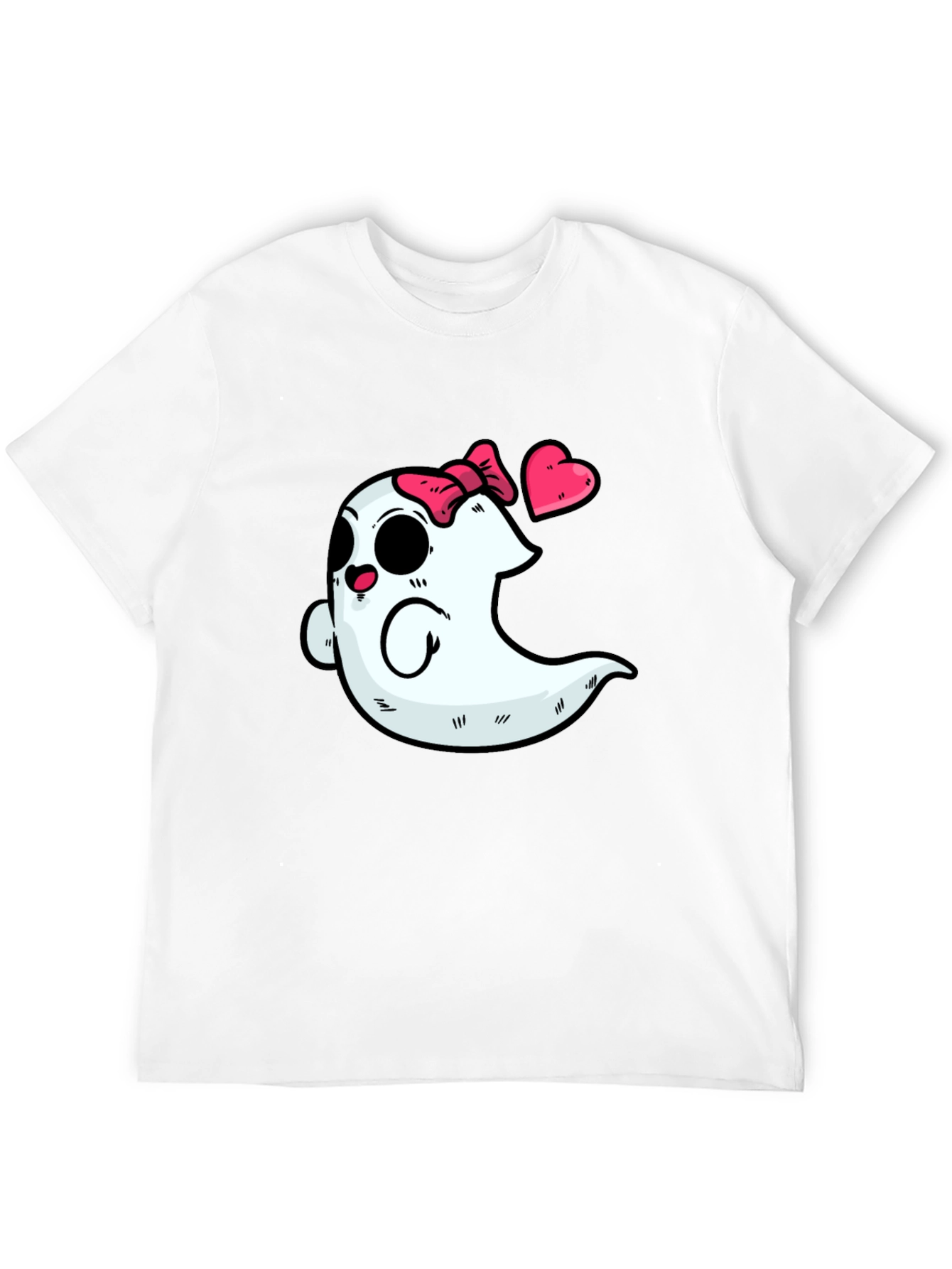 Cute Ghost with Bow T-Shirt - Spooky & Sweet!