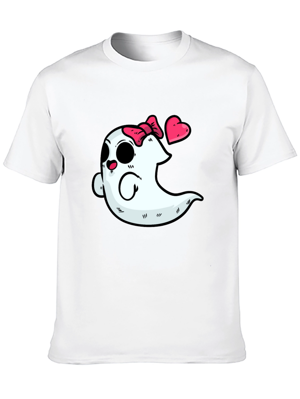 Cute Ghost with Bow T-Shirt - Spooky & Sweet!