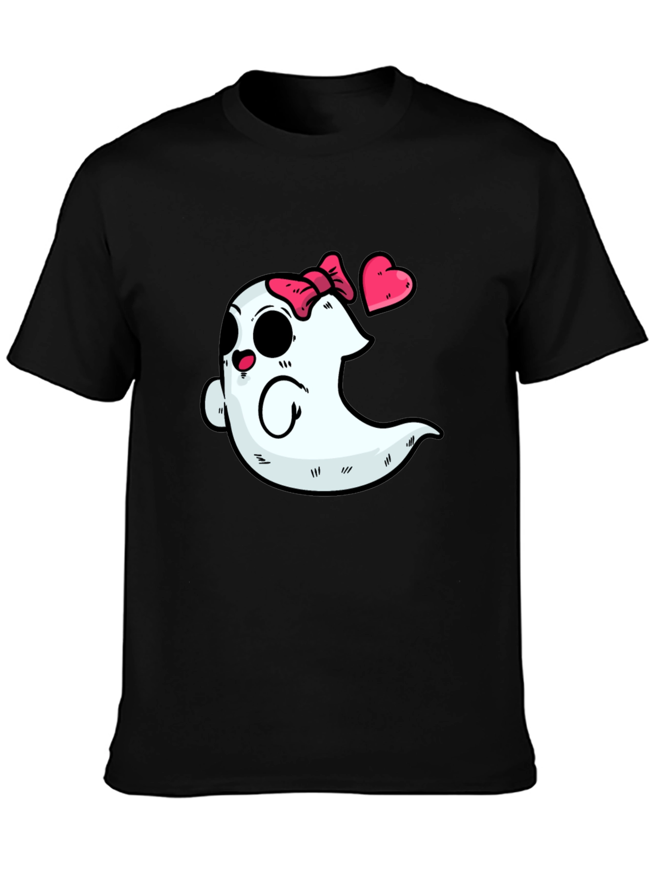 Cute Ghost with Bow T-Shirt - Spooky & Sweet!