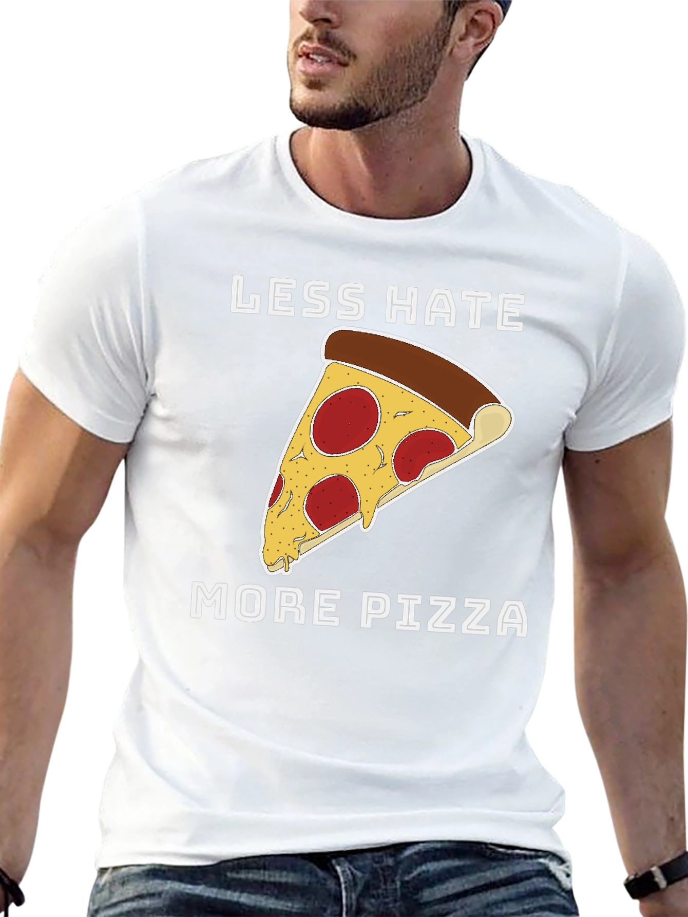 Less Hate More Pizza Graphic T-Shirt