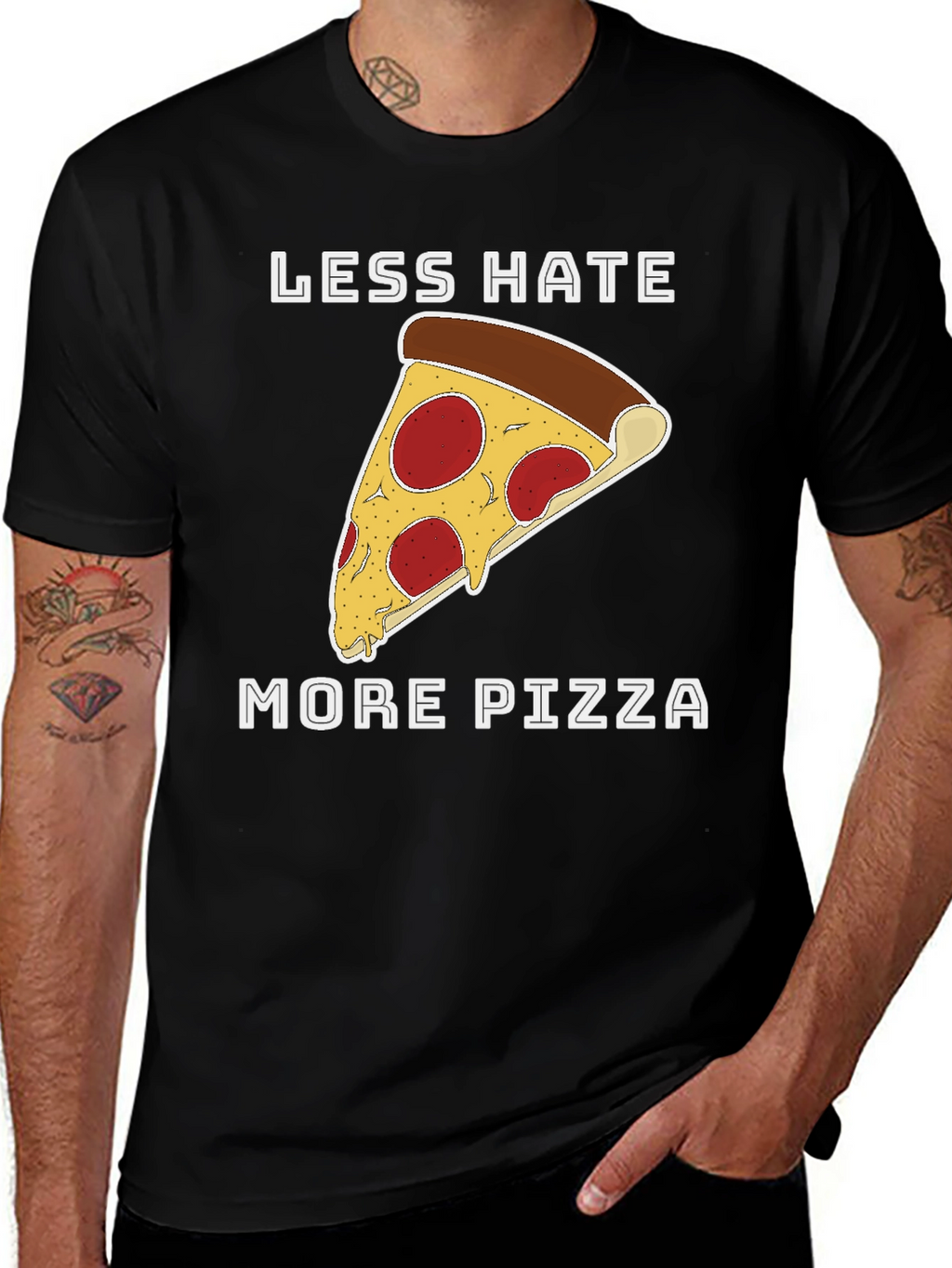 Less Hate More Pizza Graphic T-Shirt