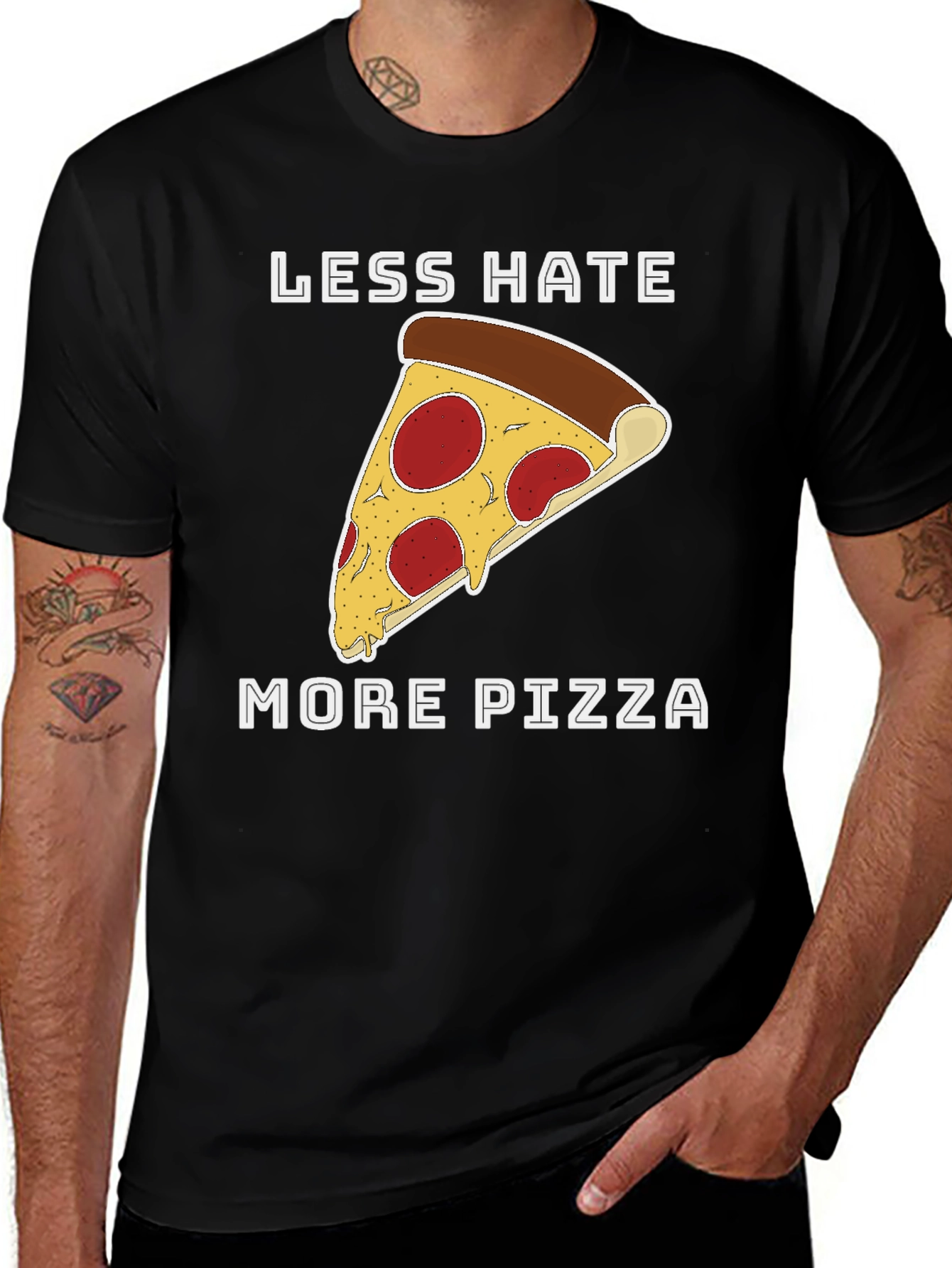 Less Hate More Pizza Graphic T-Shirt