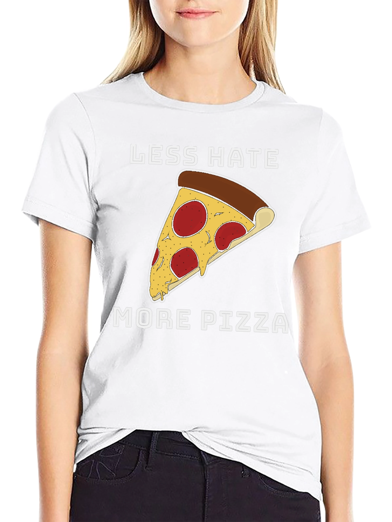 Less Hate More Pizza Graphic T-Shirt