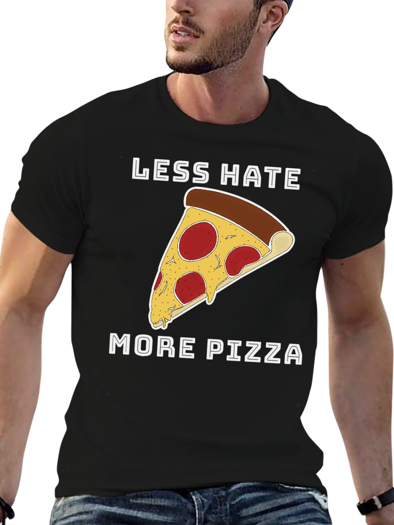 Less Hate More Pizza Graphic T-Shirt
