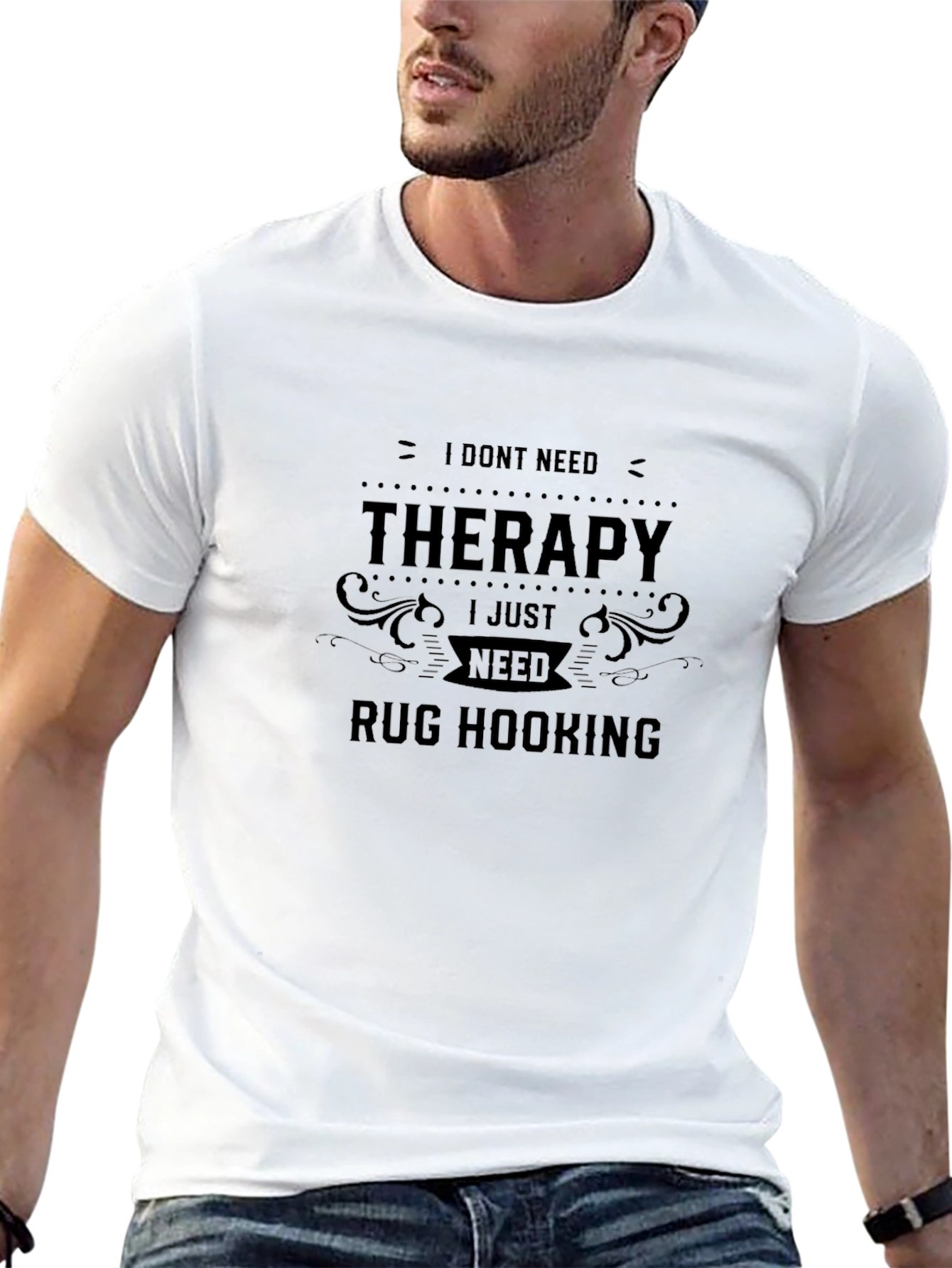 I Dont Need Therapy Rug Hooking Black T-Shirt