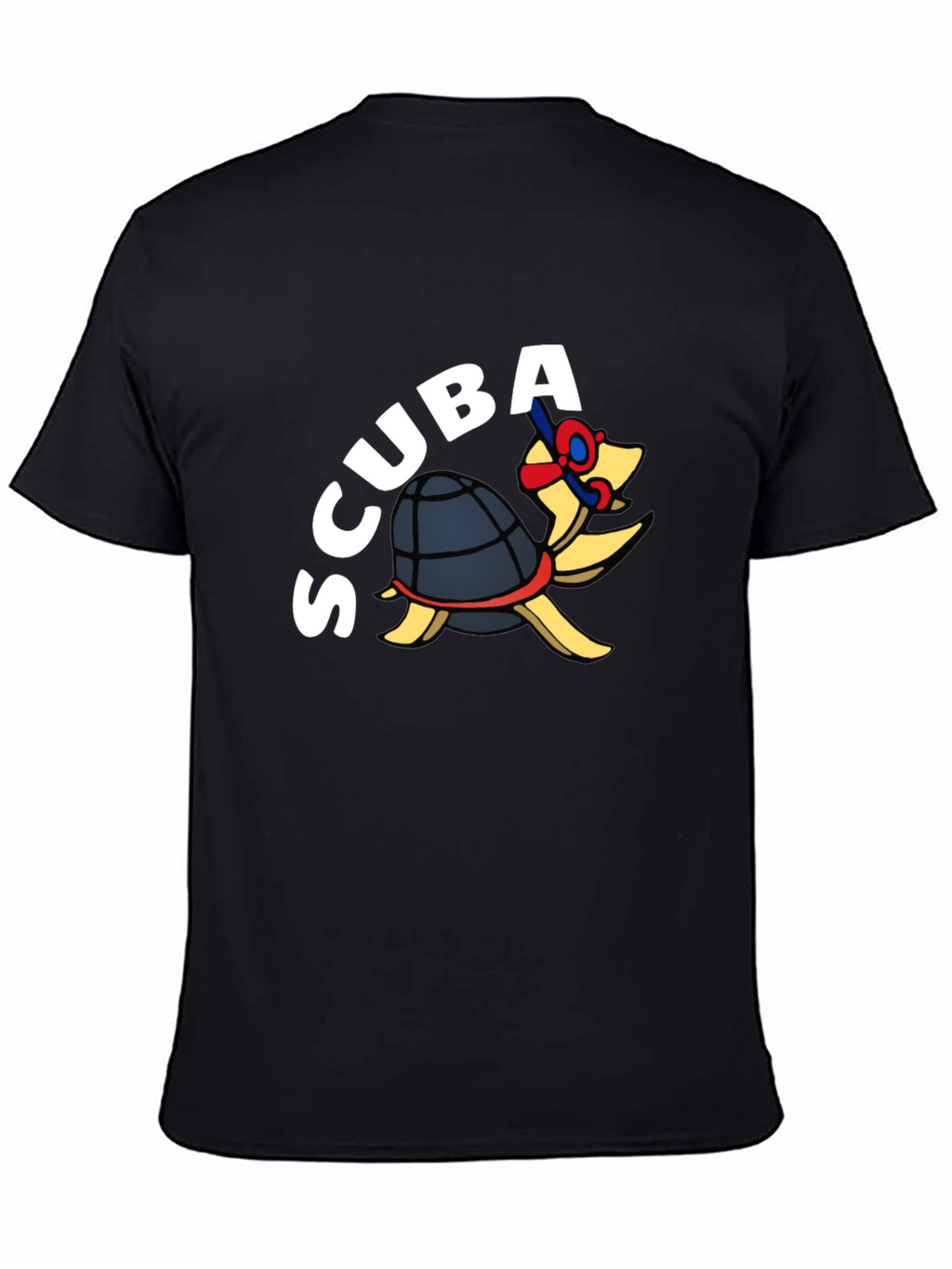 Scuba Turtle Graphic Tee - Black Cotton Blend