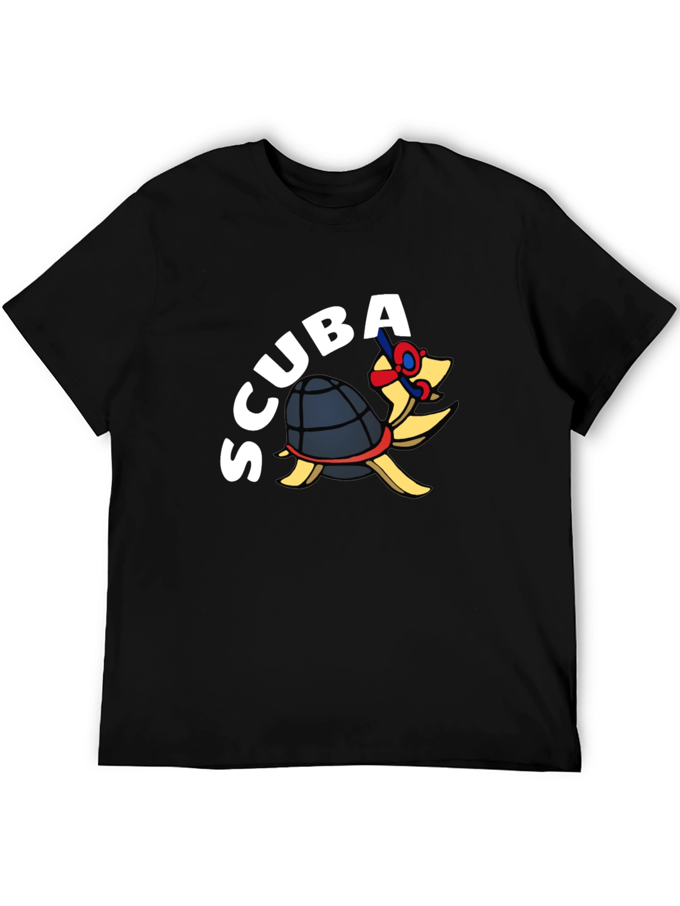Scuba Turtle Graphic Tee - Black Cotton Blend