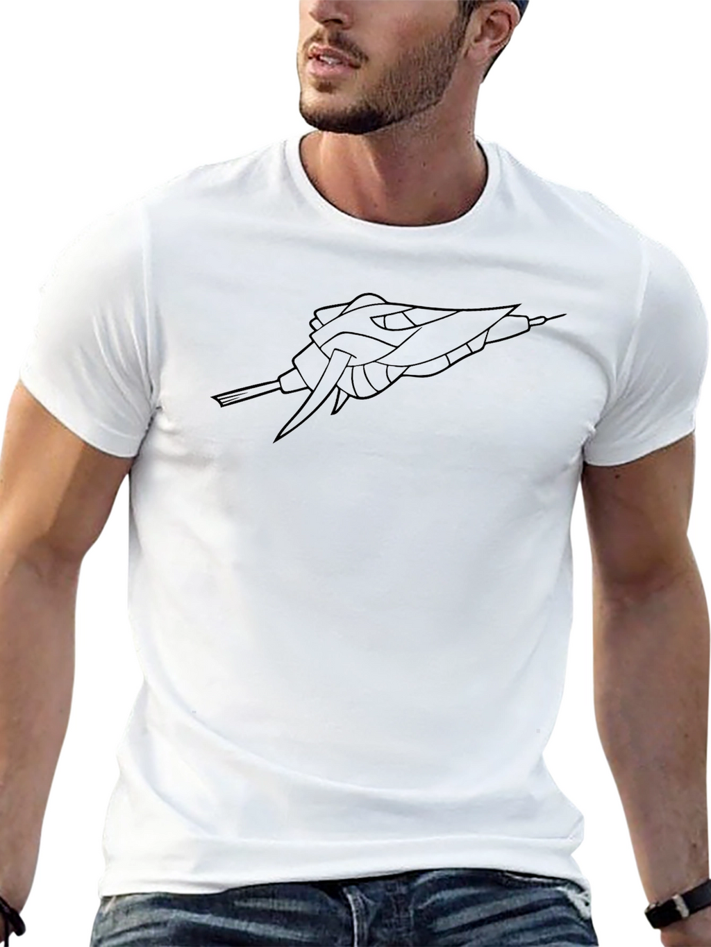 Sci-Fi Spaceship Black Graphic Tee