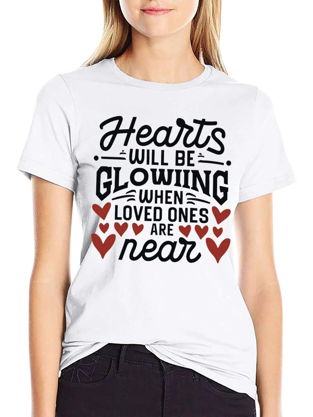 Hearts Glowing Valentines Day T-Shirt