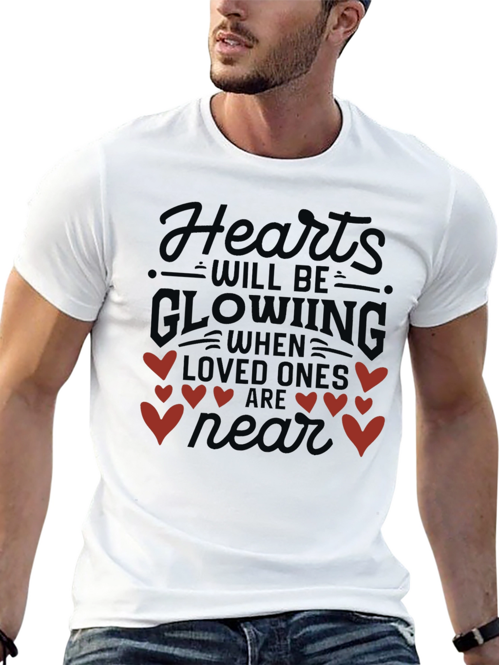 Hearts Glowing Valentines Day T-Shirt