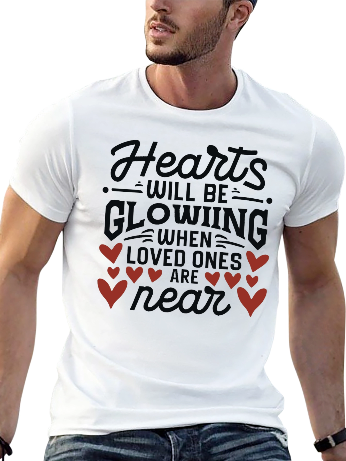 Hearts Glowing Valentines Day T-Shirt