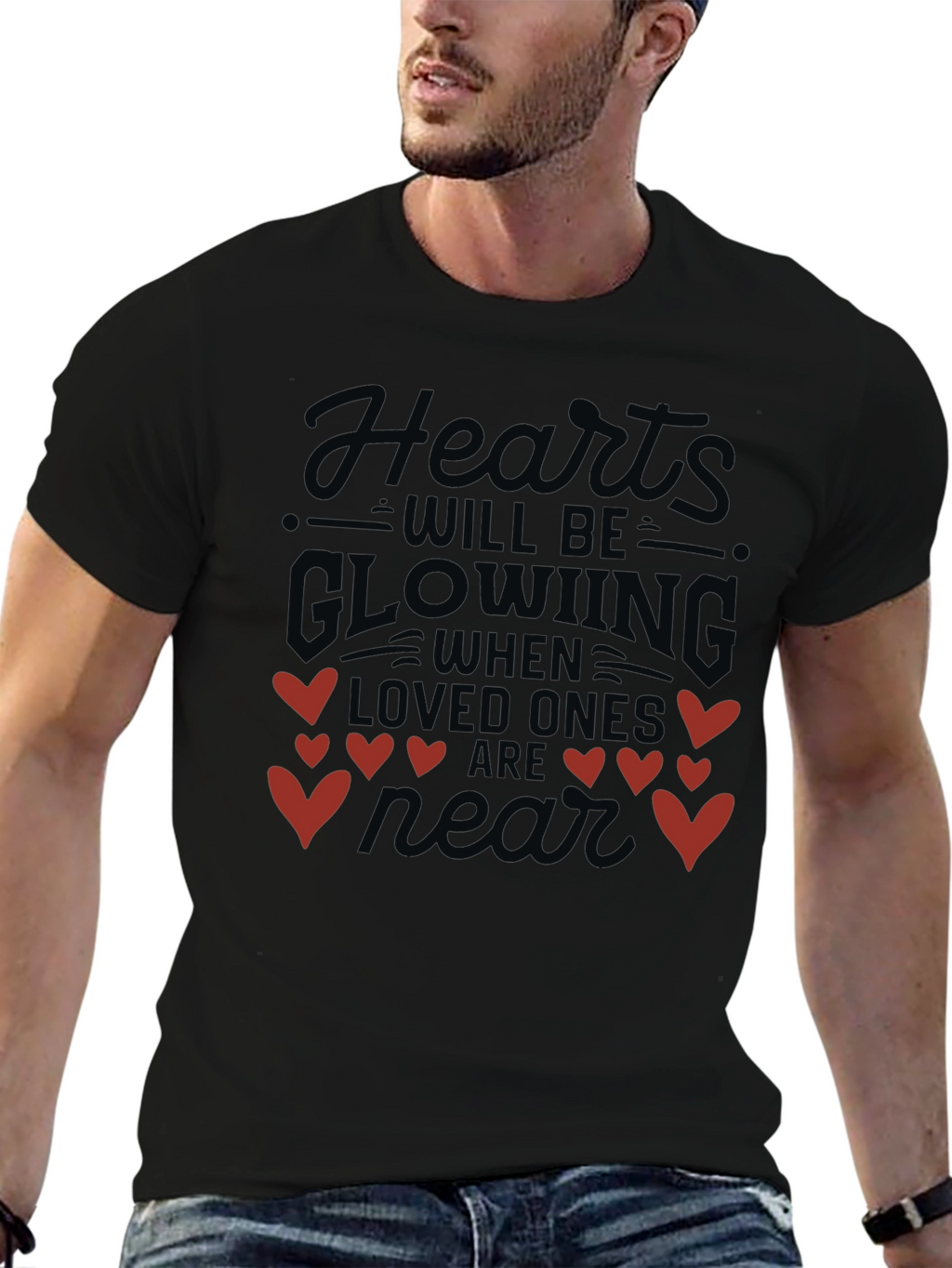 Hearts Glowing Valentines Day T-Shirt