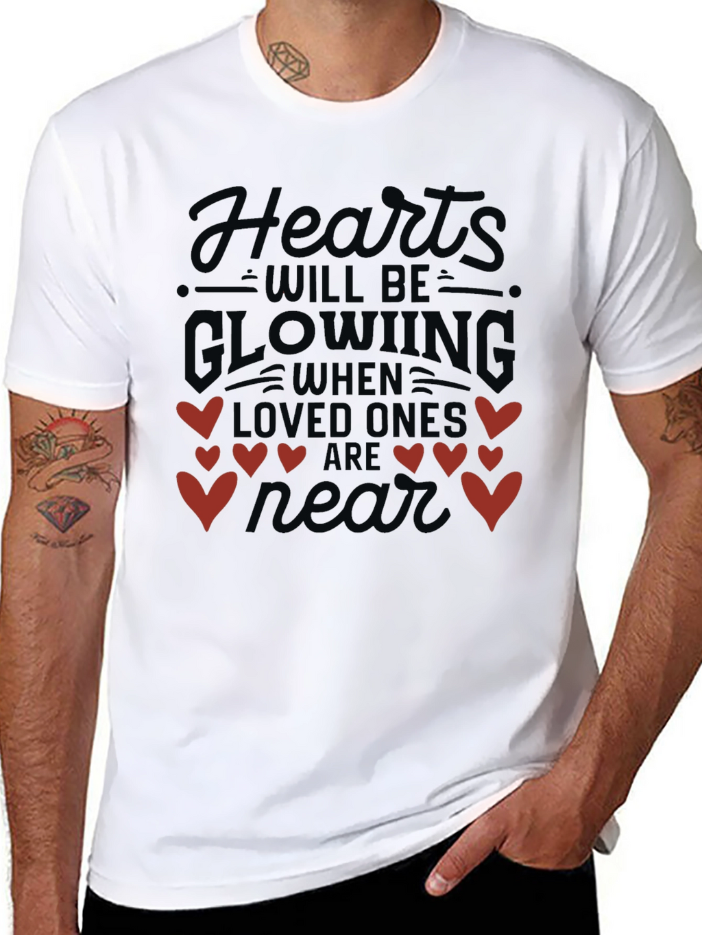 Hearts Glowing Valentines Day T-Shirt