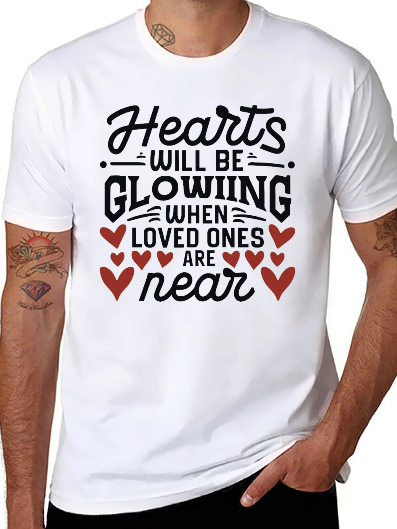 Hearts Glowing Valentines Day T-Shirt