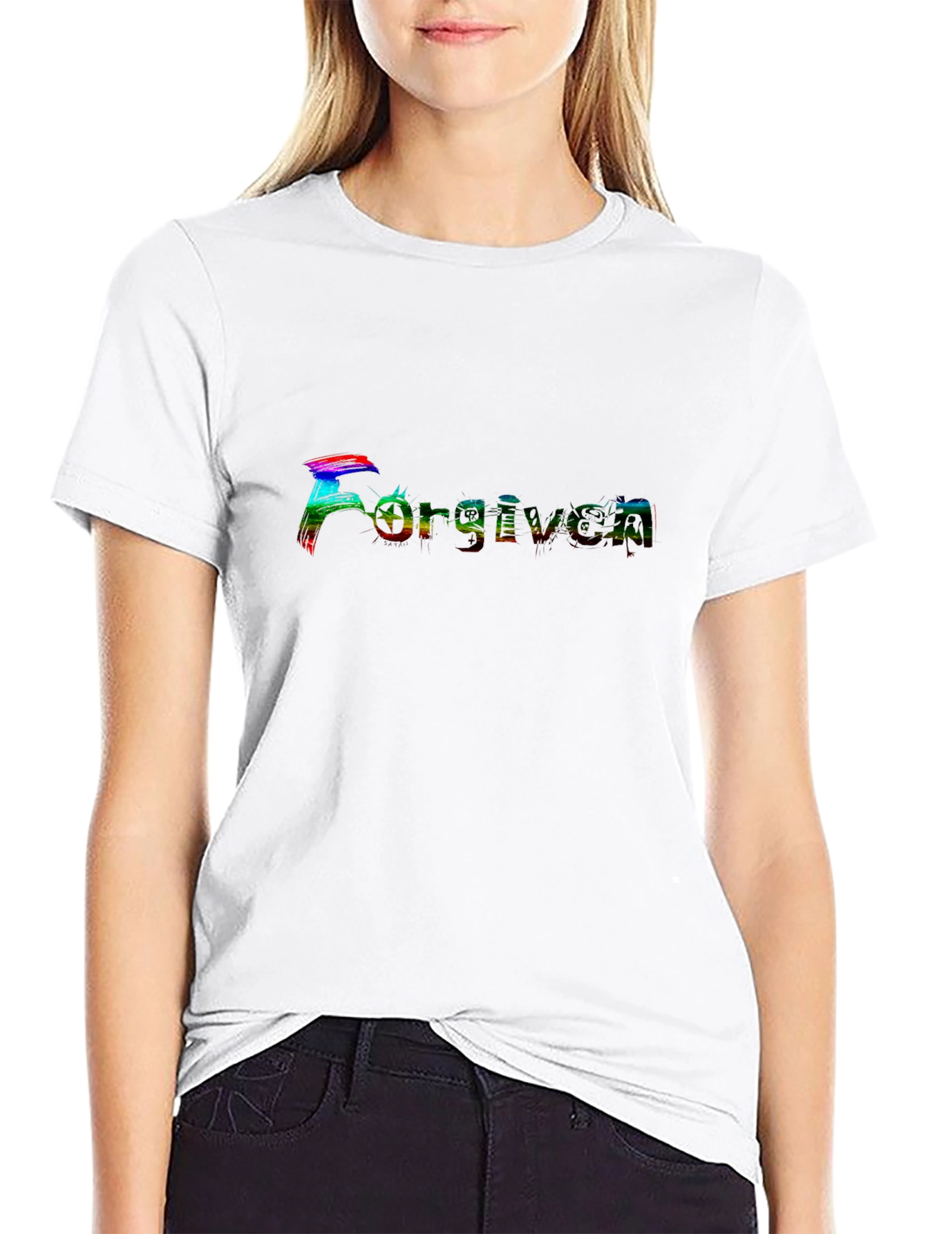 Forgiven Rainbow Graphic Black T-Shirt