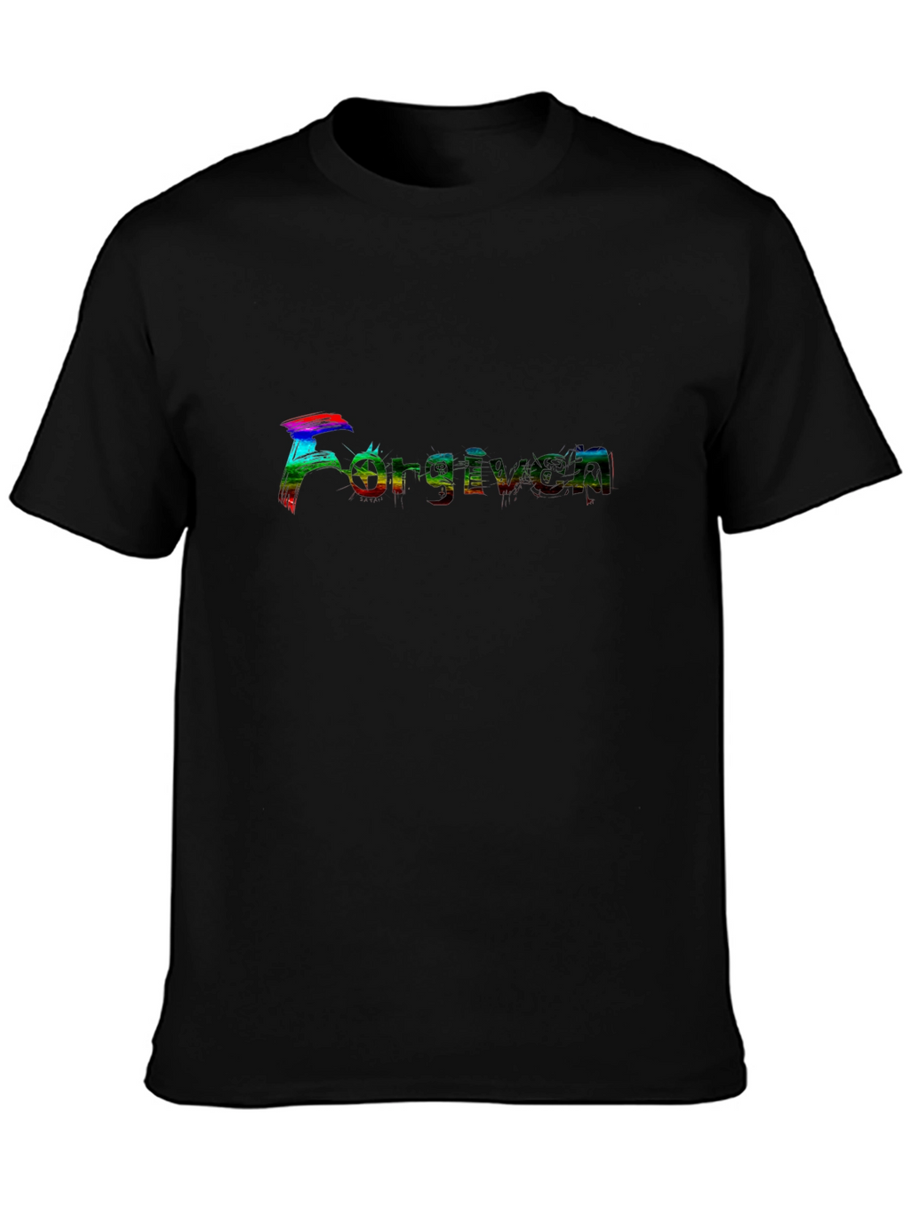 Forgiven Rainbow Graphic Black T-Shirt