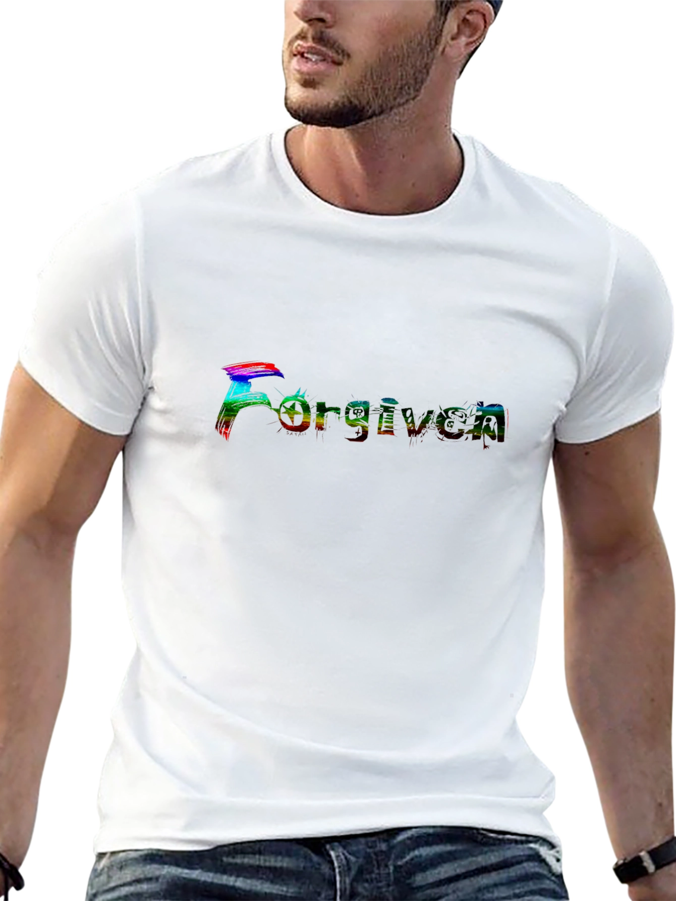 Forgiven Rainbow Graphic Black T-Shirt