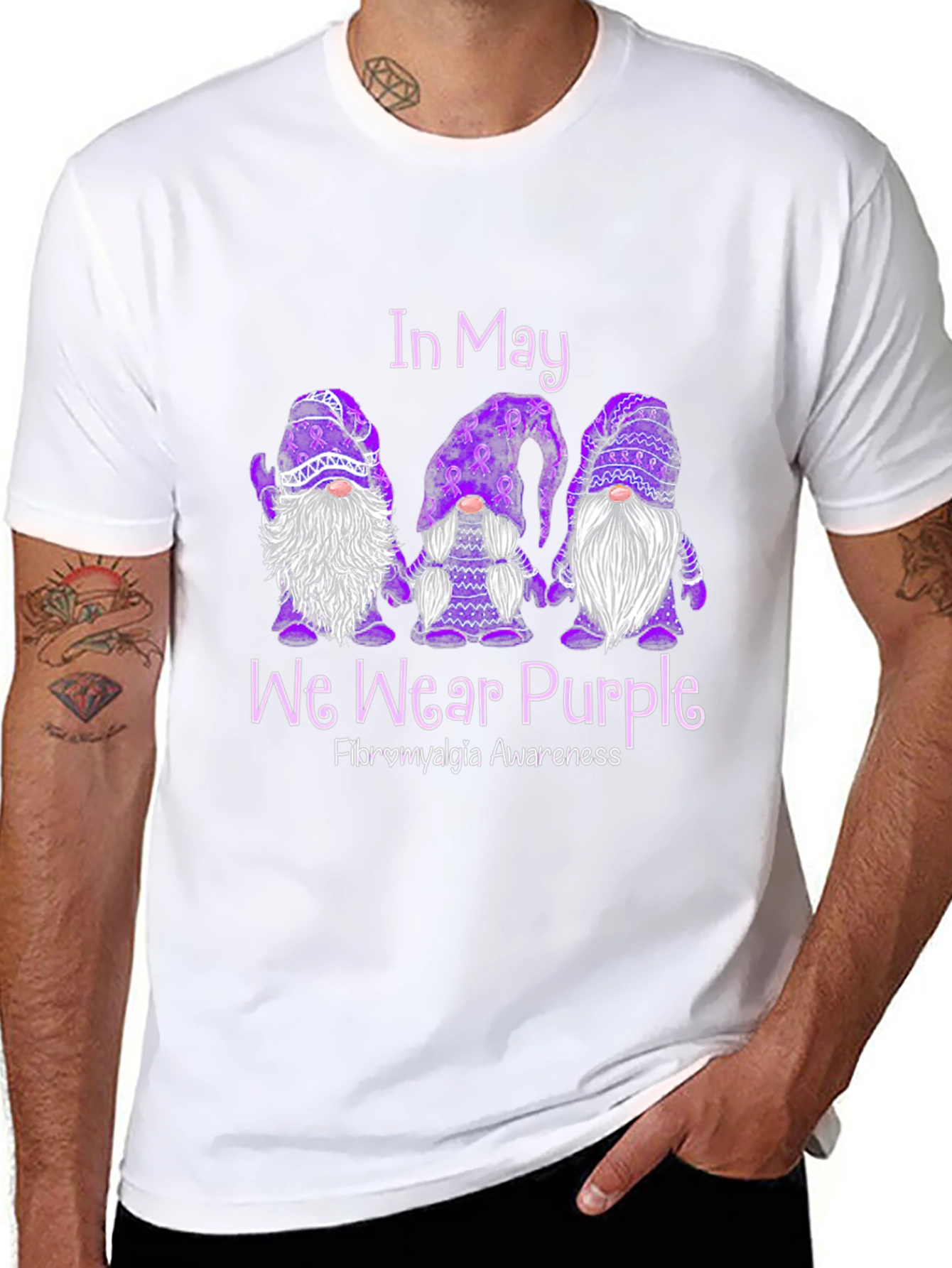 Fibromyalgia Awareness Purple Gnome T-Shirt