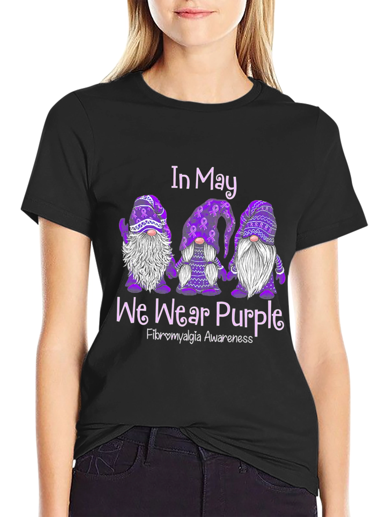 Fibromyalgia Awareness Purple Gnome T-Shirt