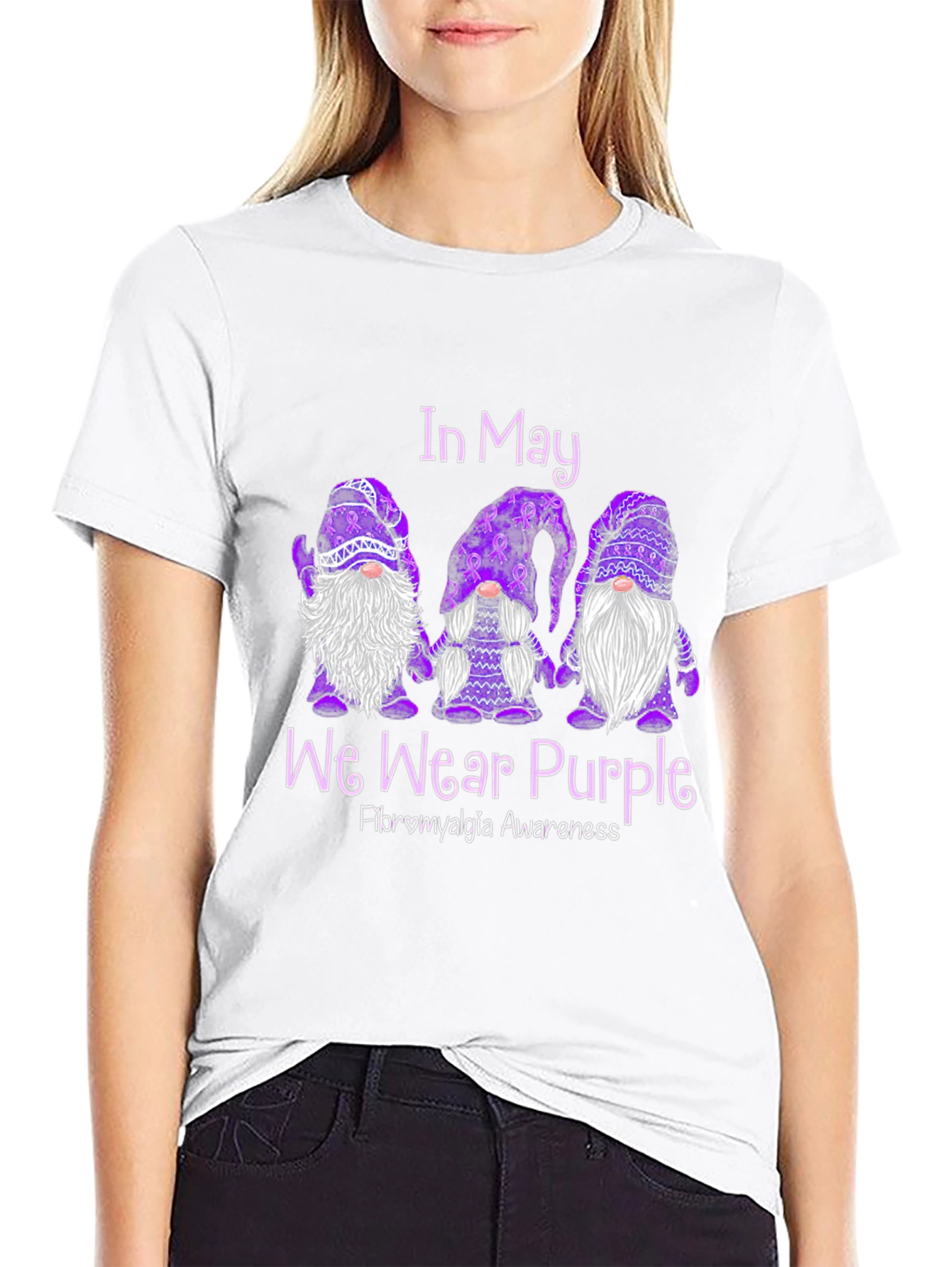 Fibromyalgia Awareness Purple Gnome T-Shirt