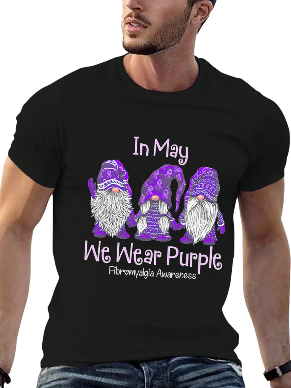 Fibromyalgia Awareness Purple Gnome T-Shirt