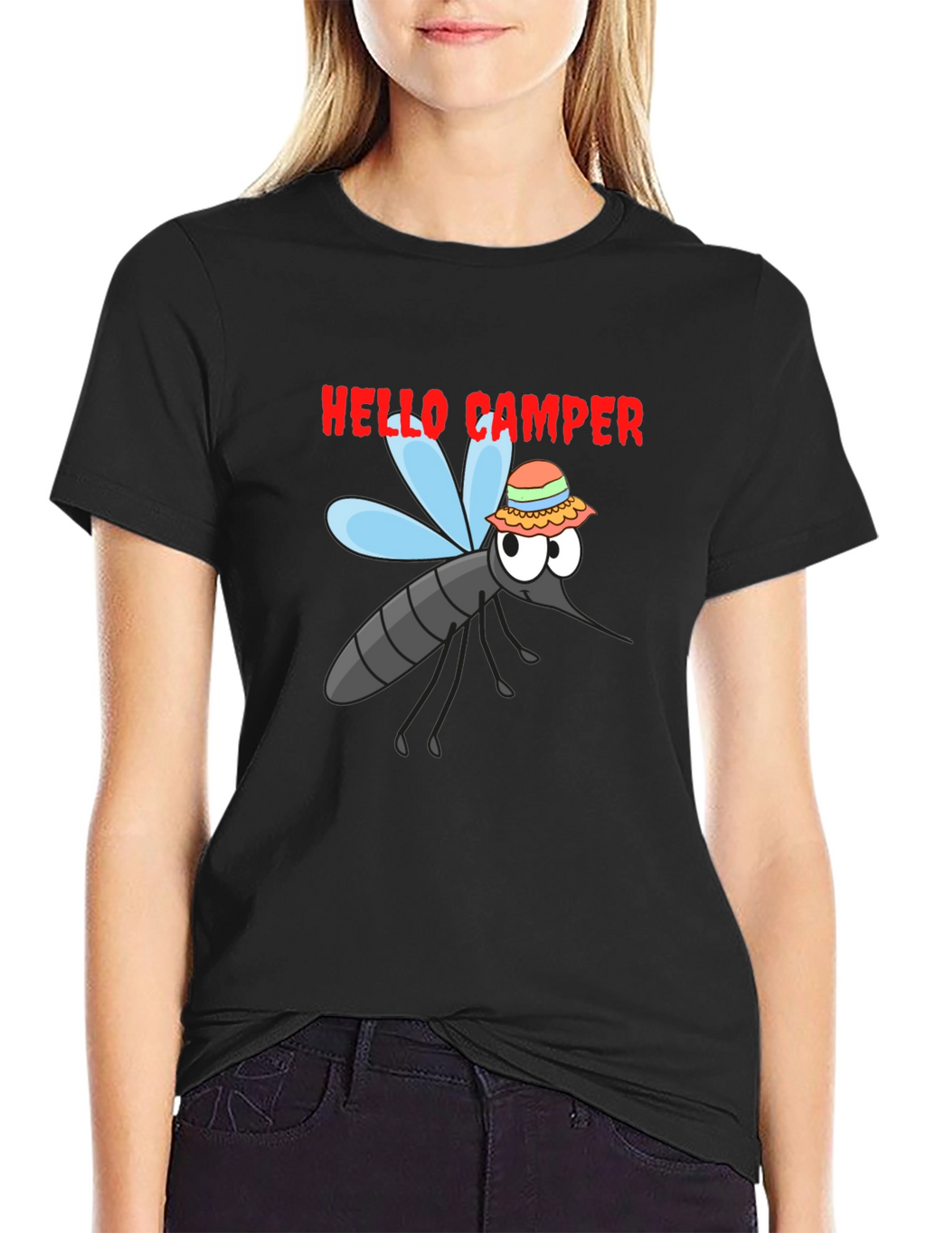 Hello Camper Mosquito Graphic Tee - Black