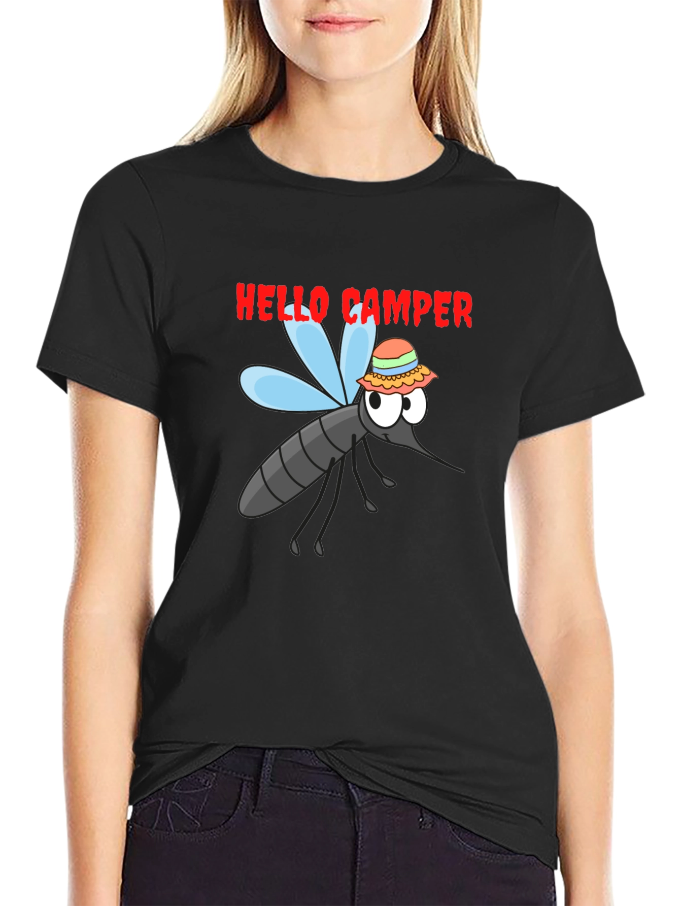 Hello Camper Mosquito Graphic Tee - Black